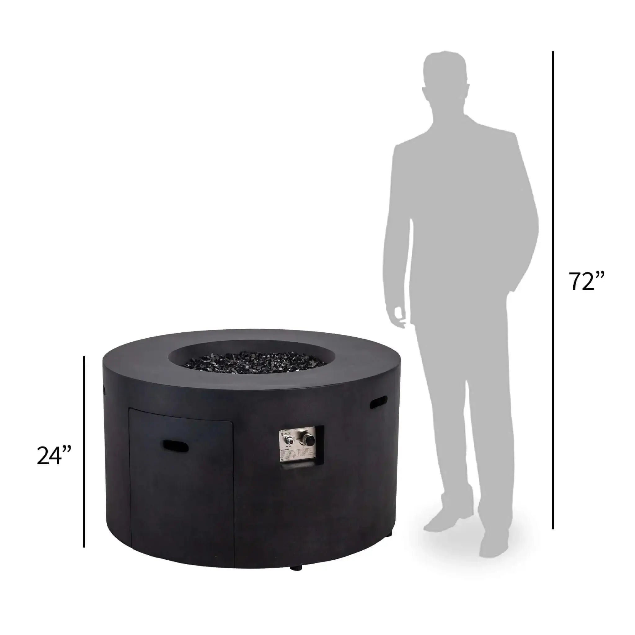 Refuge 43″ Round GFRC Concrete Propane Fire Pit with Hidden Tank Drawer – Flame Havens Flame Havens