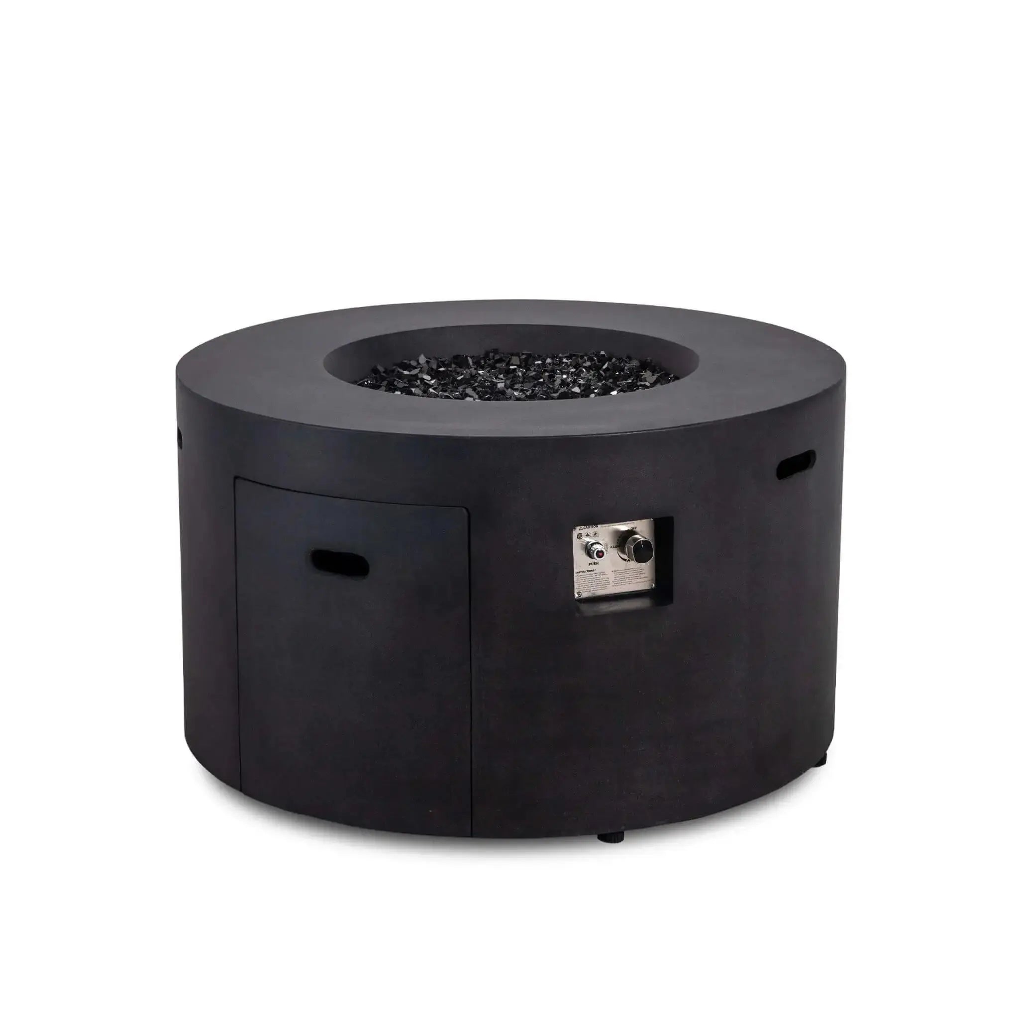 Refuge 43″ Round GFRC Concrete Propane Fire Pit with Hidden Tank Drawer – Flame Havens Flame Havens