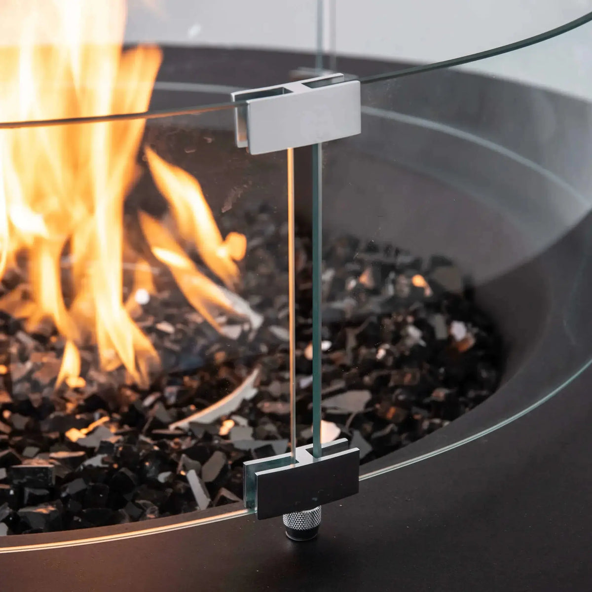 28″ Round Tempered Glass Fire Pit Wind Guard - Flame Havens Flame Havens