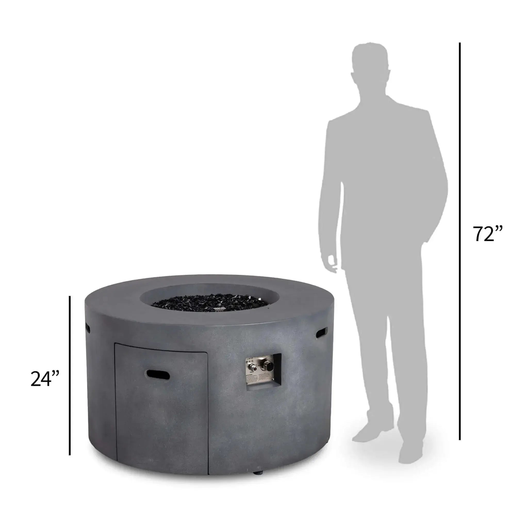 Refuge 43″ Round GFRC Concrete Propane Fire Pit with Hidden Tank Drawer – Flame Havens Flame Havens