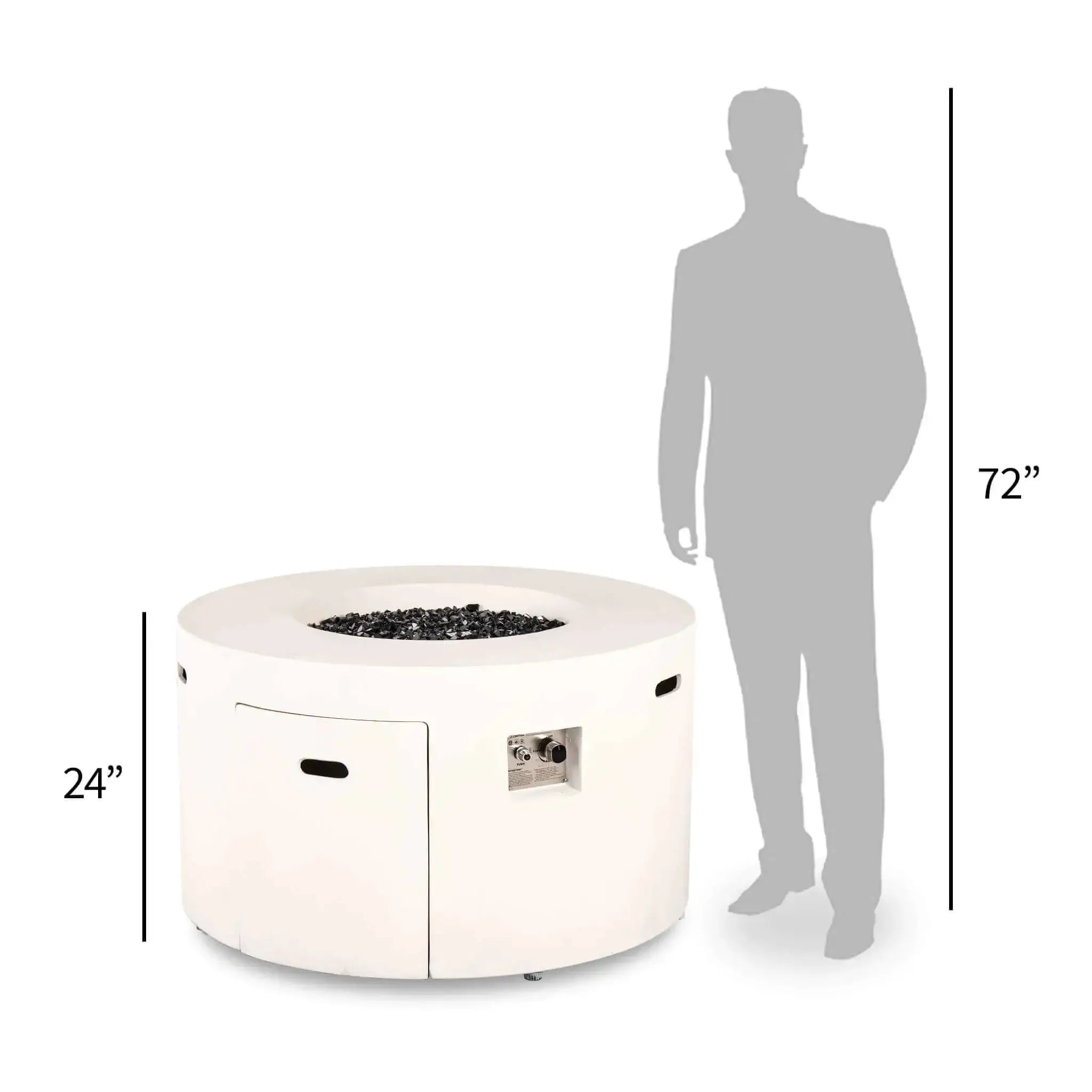 Refuge 43″ Round GFRC Concrete Propane Fire Pit with Hidden Tank Drawer – Flame Havens Flame Havens