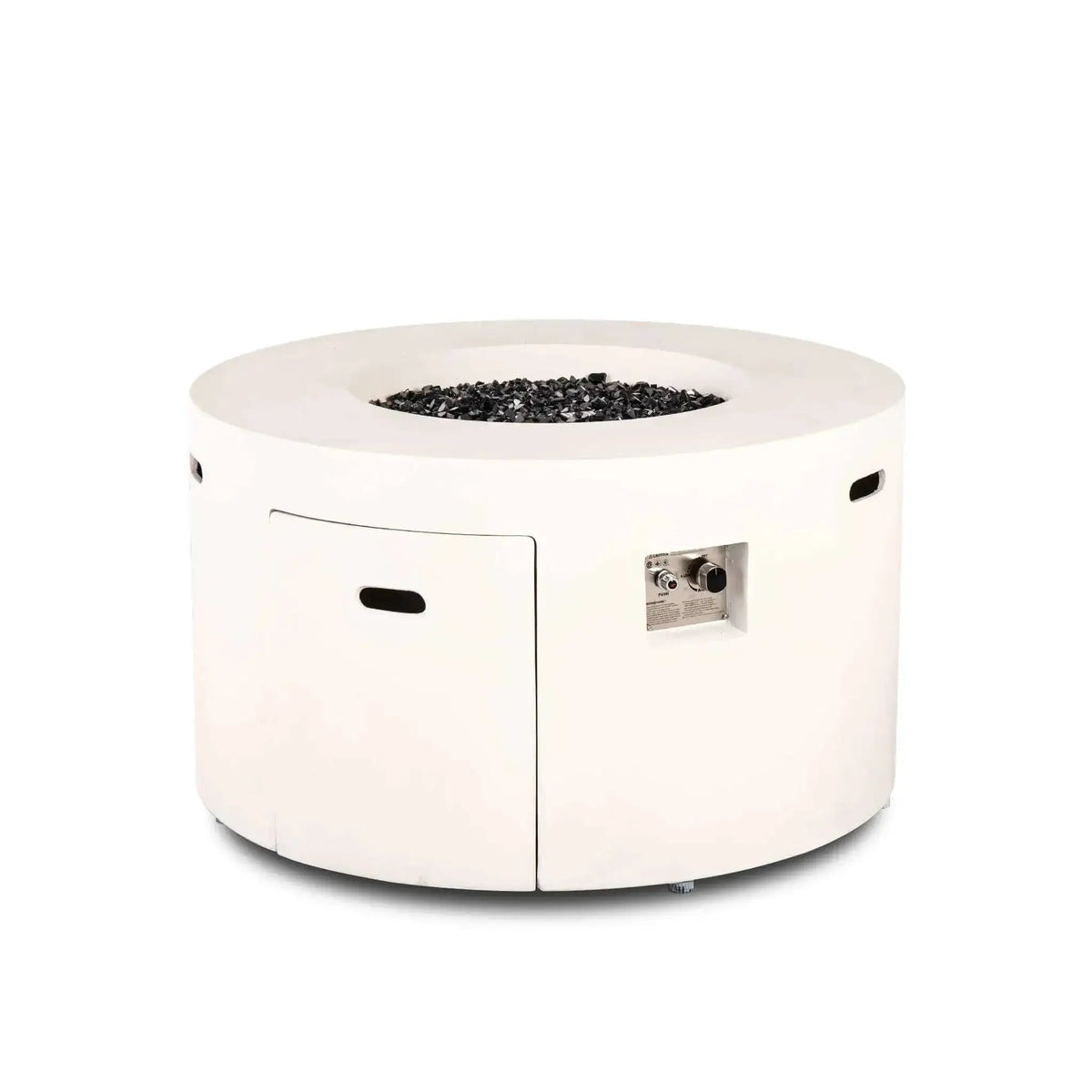 Refuge 43″ Round GFRC Concrete Propane Fire Pit with Hidden Tank Drawer – Flame Havens Flame Havens