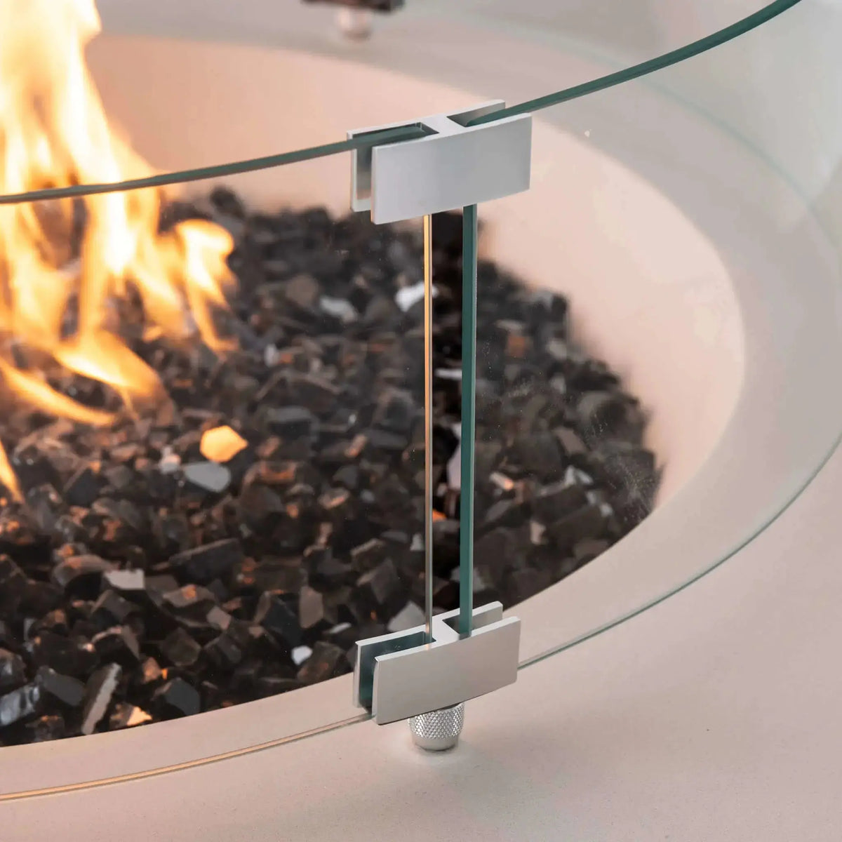 28″ Round Tempered Glass Fire Pit Wind Guard - Flame Havens Flame Havens
