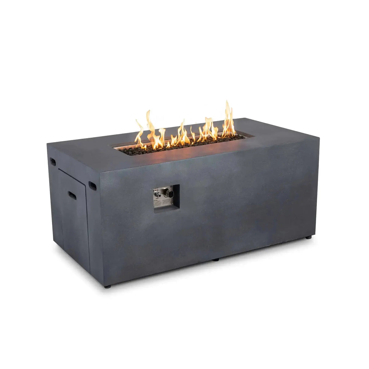 Refuge 56″ x 30″ Rectangular GFRC Concrete Propane Fire Pit with Hidden Tank Drawer – Flame Havens Flame Havens