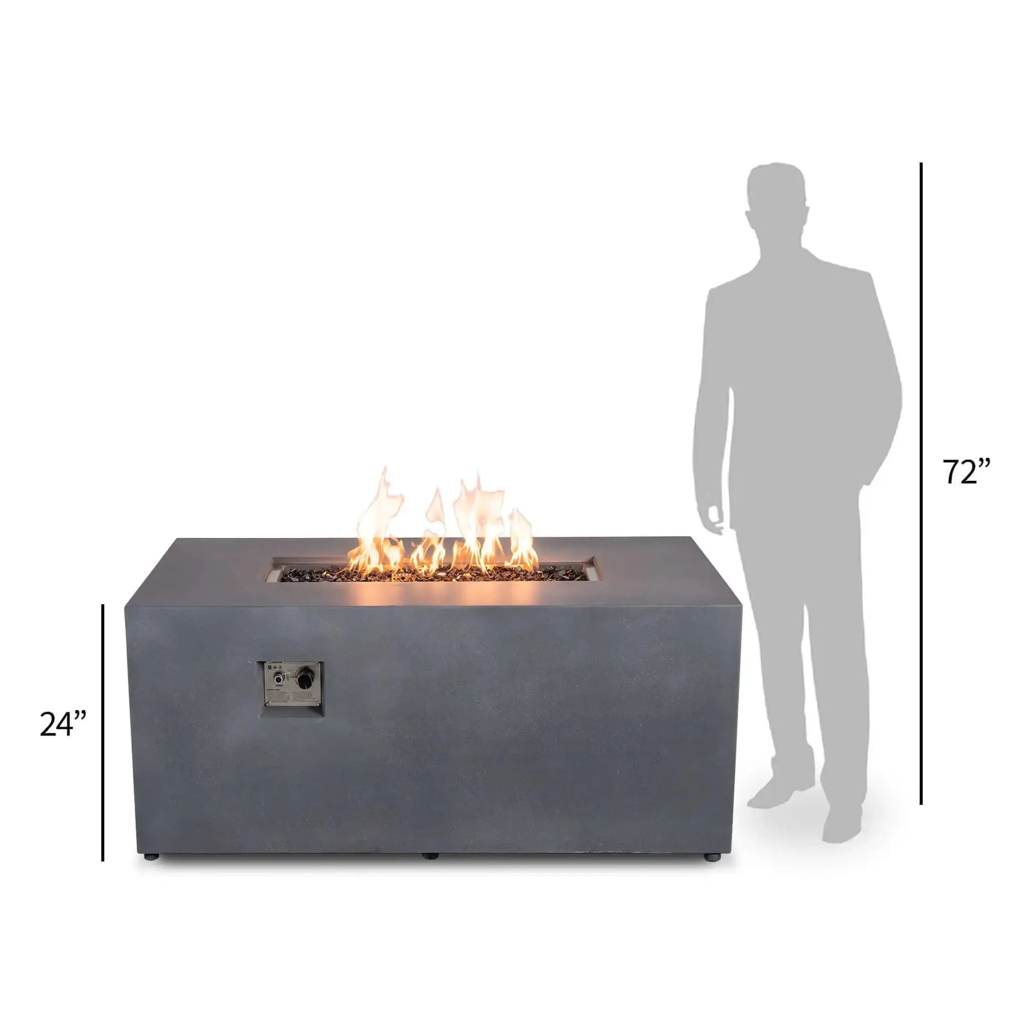 Refuge 56″ x 30″ Rectangular GFRC Concrete Propane Fire Pit with Hidden Tank Drawer – Flame Havens Flame Havens