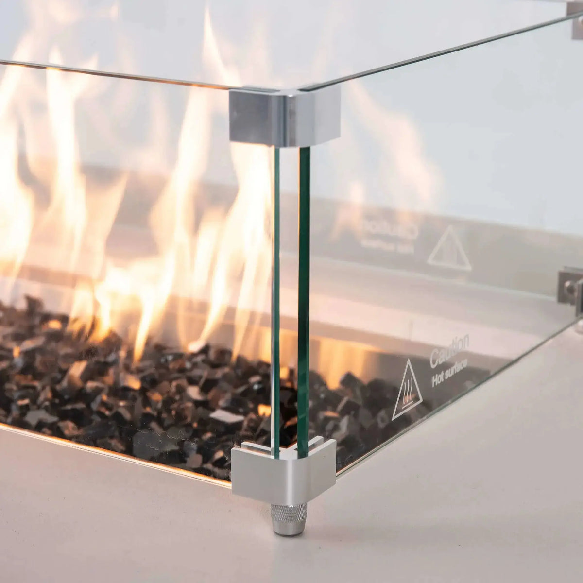 36″ x 14″ Rectangular Tempered Glass Fire Pit Wind Guard - Flame Havens Flame Havens
