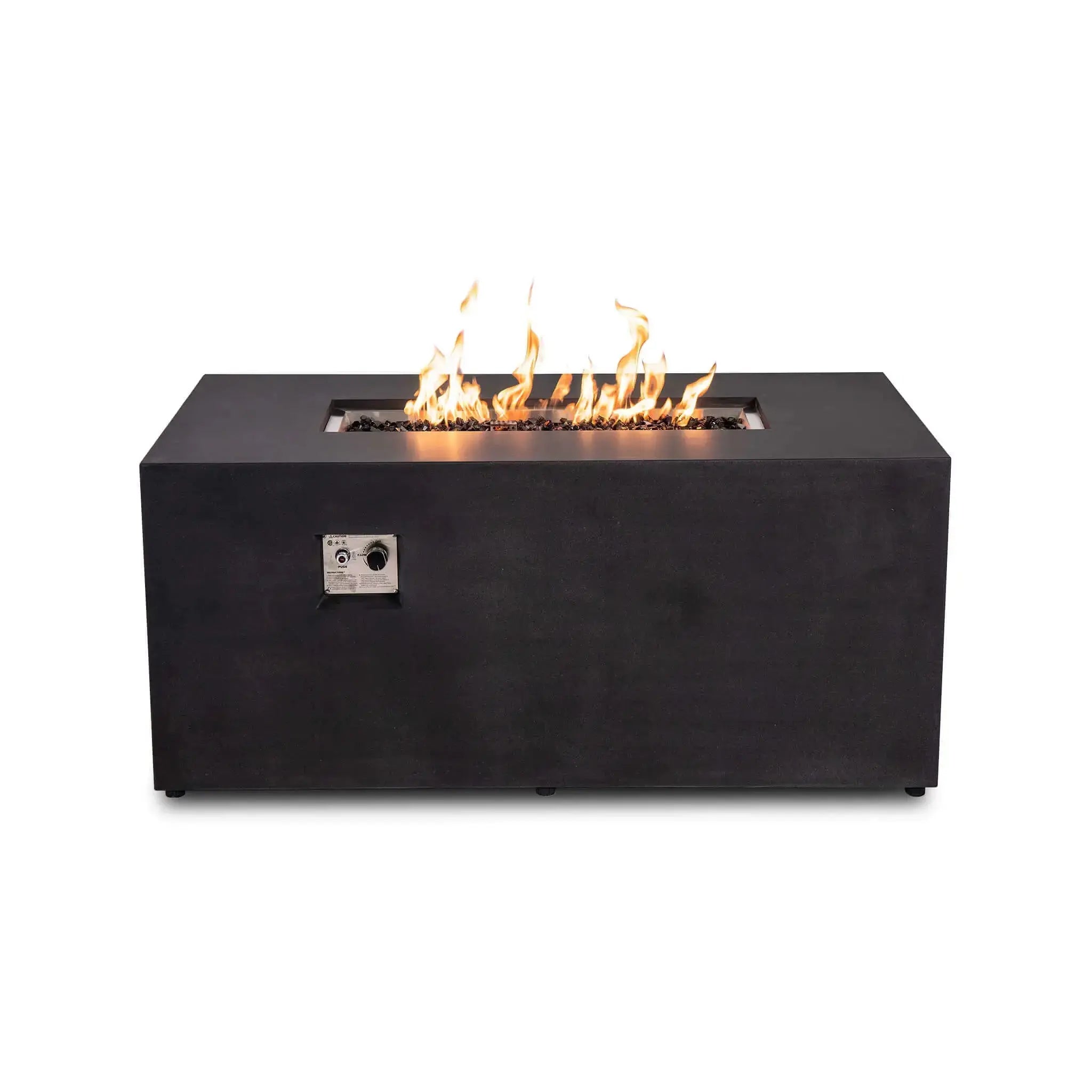 Refuge 56″ x 30″ Rectangular GFRC Concrete Propane Fire Pit with Hidden Tank Drawer – Flame Havens Flame Havens