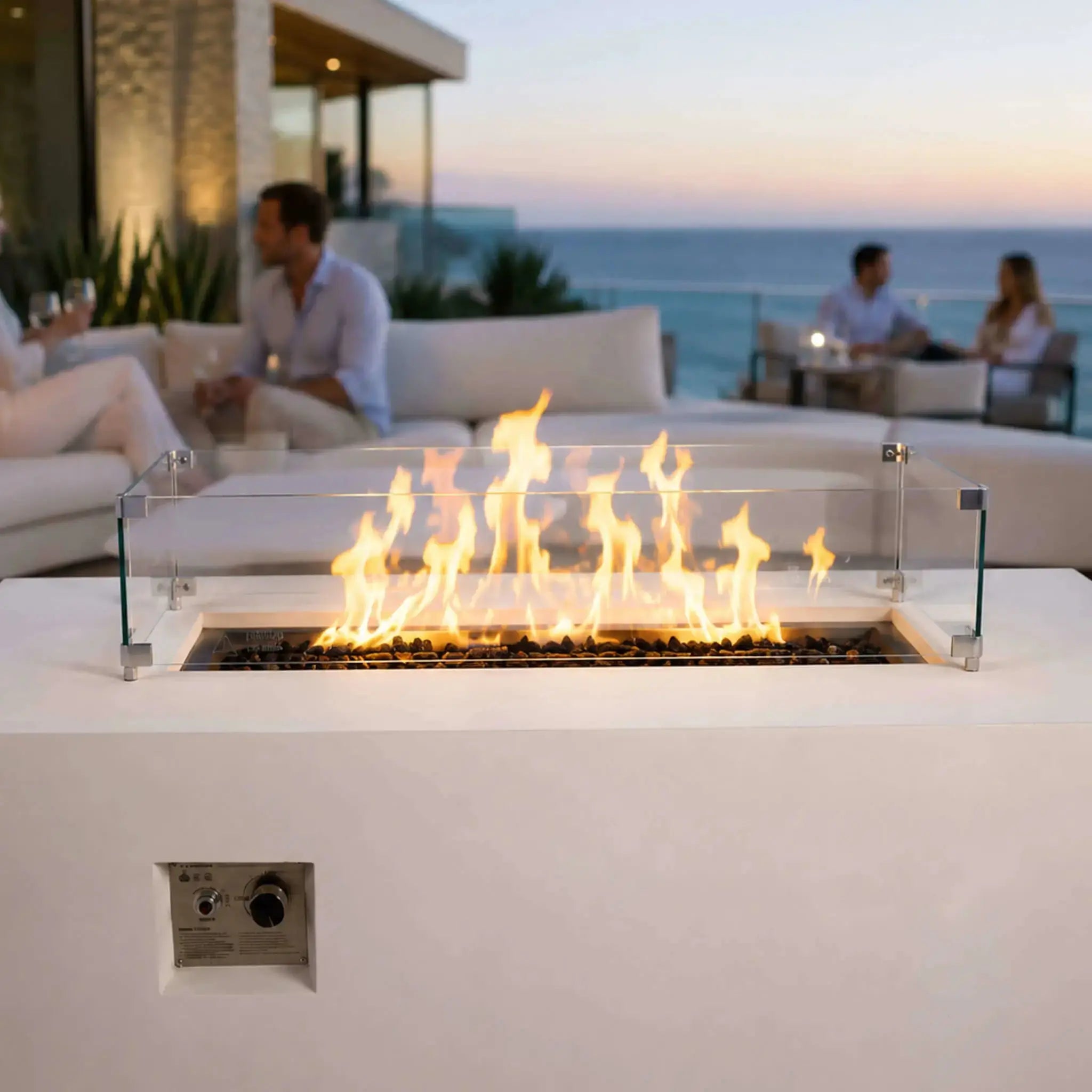36″ x 14″ Rectangular Tempered Glass Fire Pit Wind Guard - Flame Havens Flame Havens