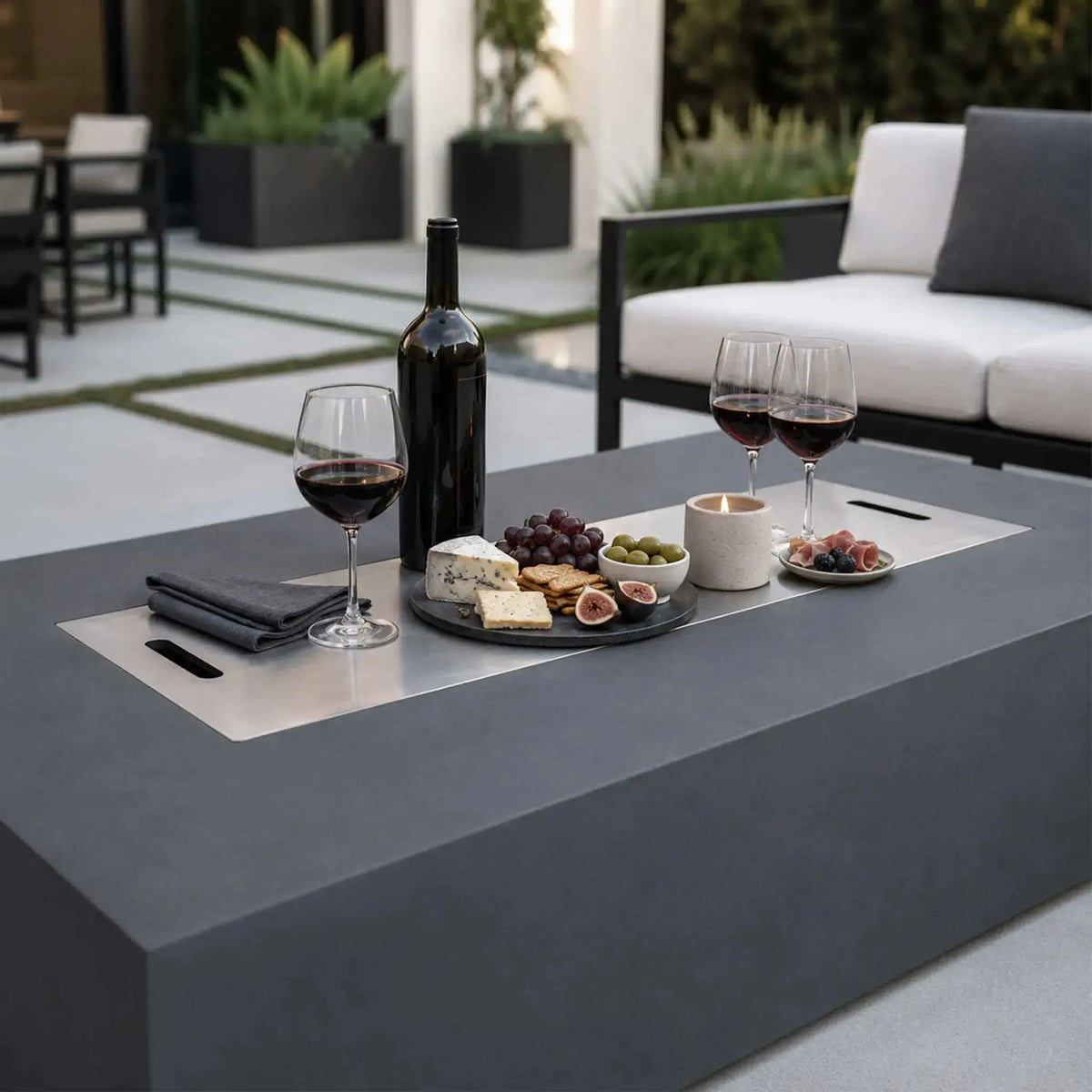Refuge 68″ x 30″ Rectangular GFRC Concrete Natural Gas Fire Pit - Flame Havens Flame Havens
