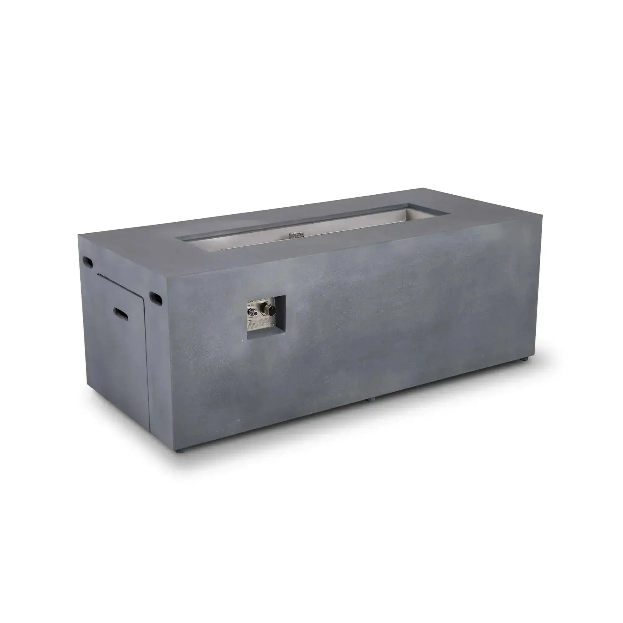 Refuge 68″ x 30″ Rectangular GFRC Concrete Propane Fire Pit with Hidden Tank Drawer – Flame Havens Flame Havens
