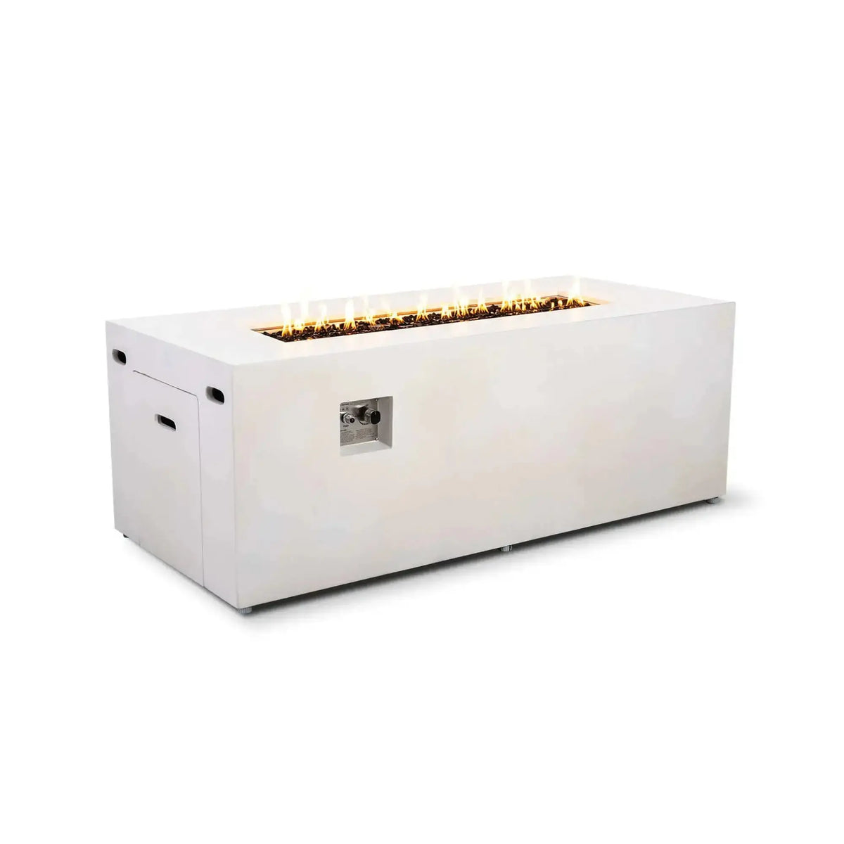 Refuge 68″ x 30″ Rectangular GFRC Concrete Propane Fire Pit with Hidden Tank Drawer – Flame Havens Flame Havens