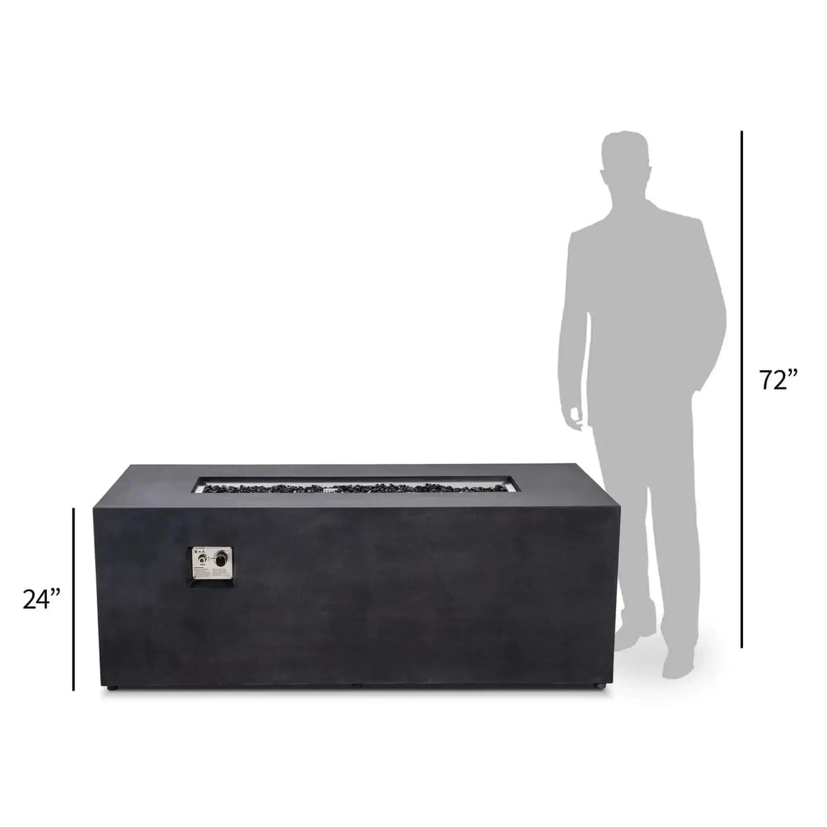 Refuge 68″ x 30″ Rectangular GFRC Concrete Propane Fire Pit with Hidden Tank Drawer – Flame Havens Flame Havens