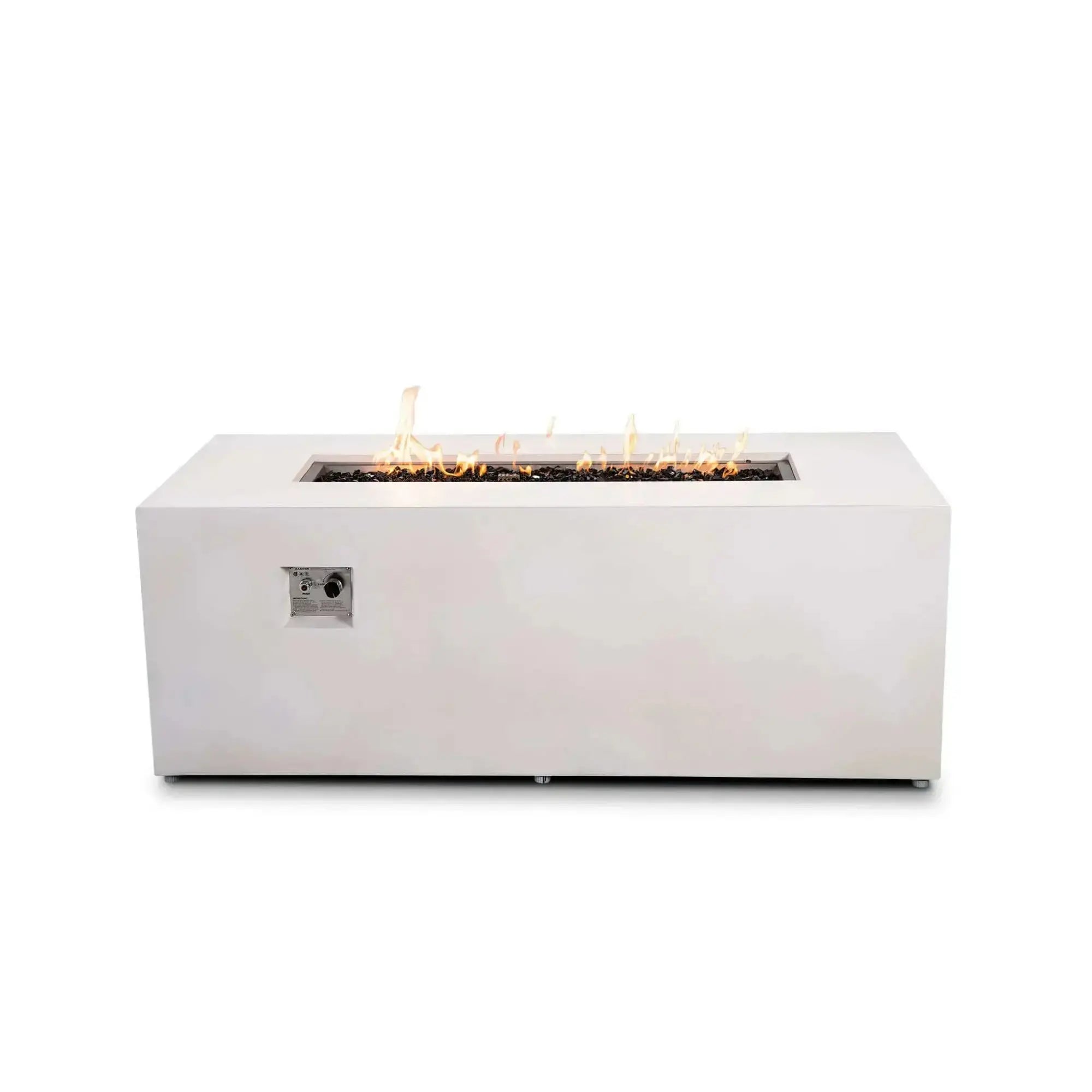 Refuge 68″ x 30″ Rectangular GFRC Concrete Propane Fire Pit with Hidden Tank Drawer – Flame Havens Flame Havens