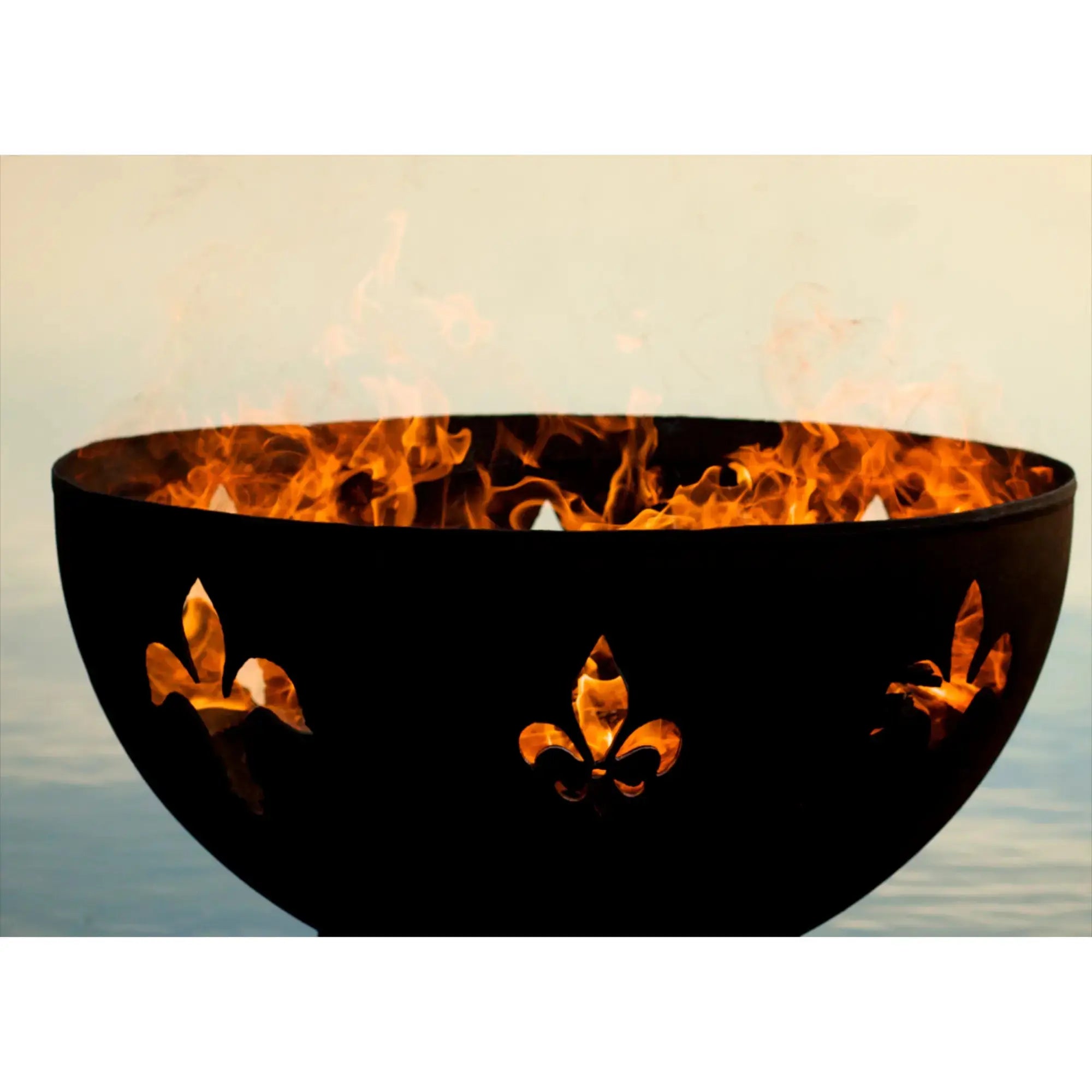Fleur de Lis 36″ Round Wood Burning Fire Pit – Carbon Steel by Fire Pit Art Fire Pit Art