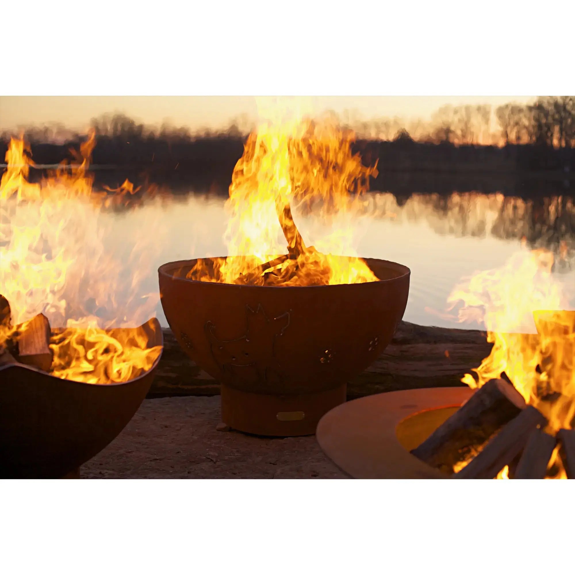 Funky Dog 36″ Round Wood Burning Fire Pit – Carbon Steel by Fire Pit Art Fire Pit Art