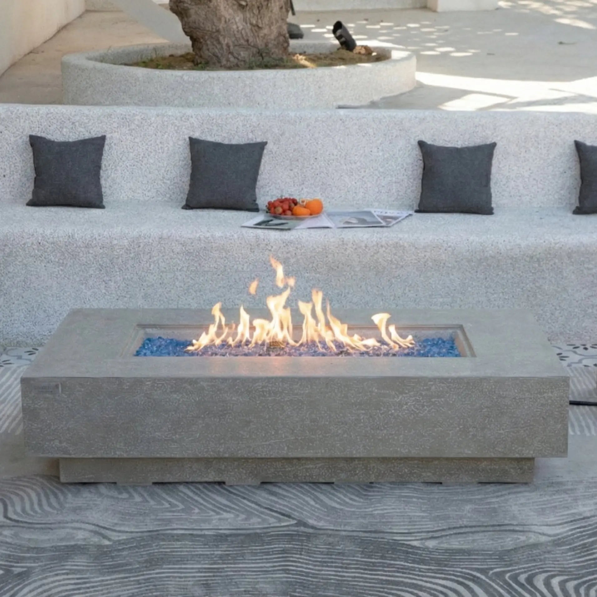 Riviera 60″ Rectangular Concrete Gas Fire Table – Elementi Plus Elementi