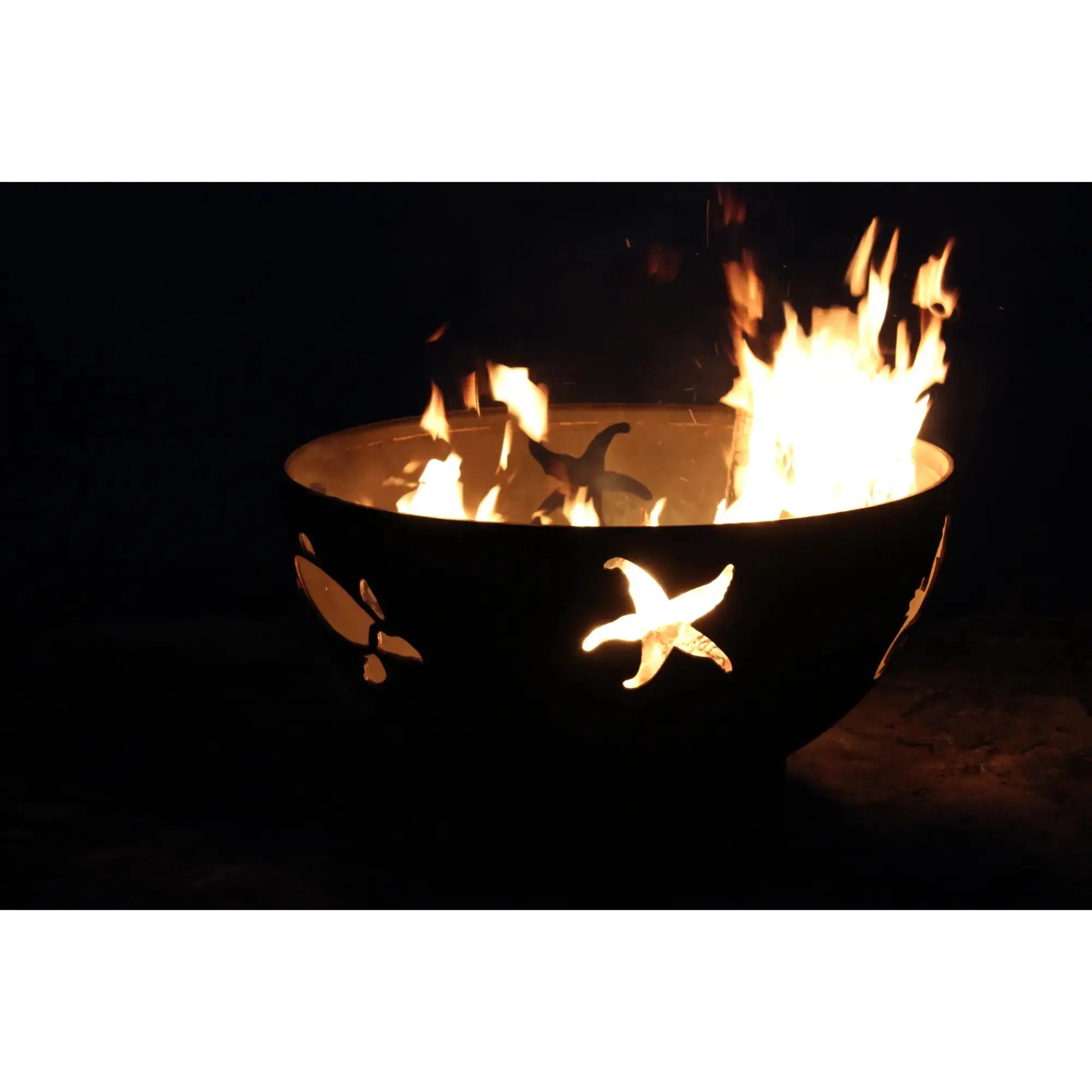 Sea Creatures 36″ Round Wood Burning Fire Pit – Carbon Steel by Fire Pit Art Fire Pit Art