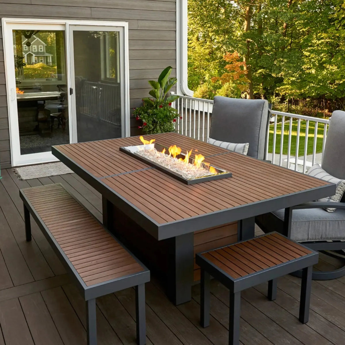 Kenwood & Brooks 80″ Linear Dining Gas Fire Table – The Outdoor GreatRoom Company The Outdoor GreatRoom Company