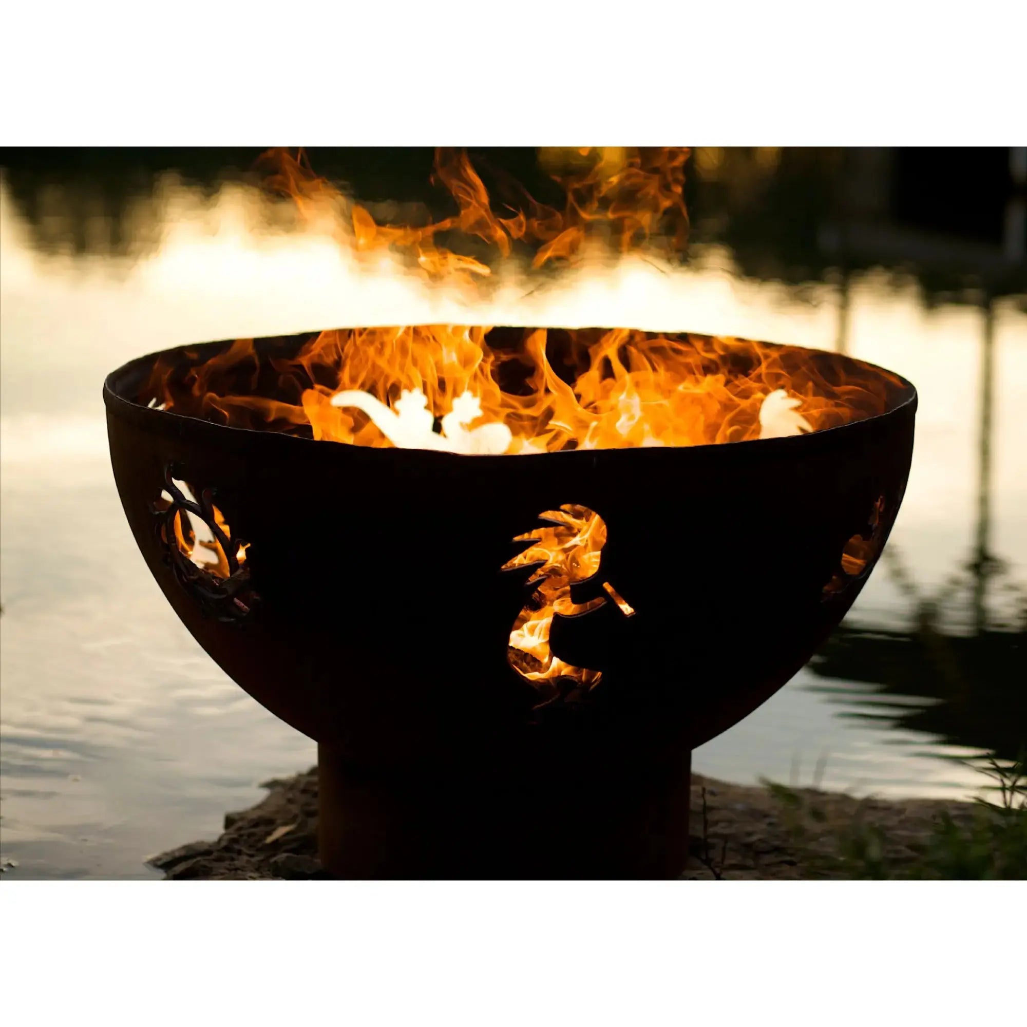 Kokopelli 36″ Round Wood Burning Fire Pit – Carbon Steel by Fire Pit Art Fire Pit Art