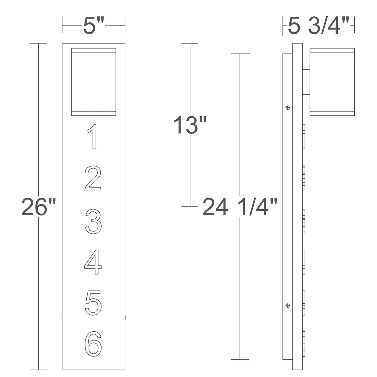 Alteck Bishop 26-Inch Black 5-CCT LED Outdoor Wall Light - Wet Rated - AW0157-5CCT-W-BK Alteck
