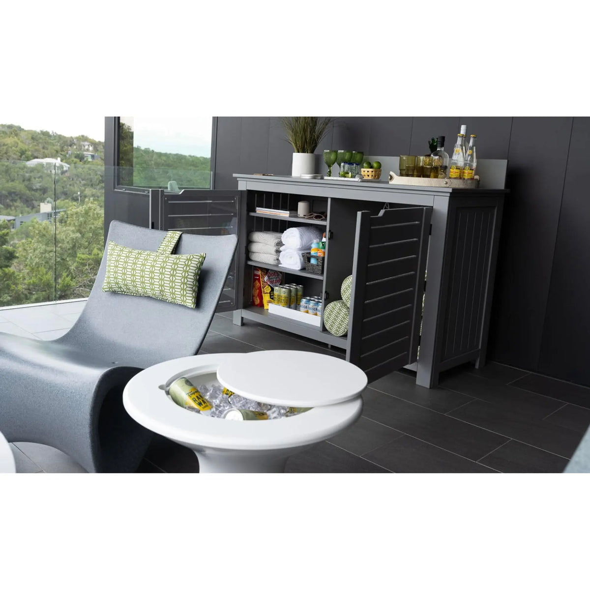 Ledge Lounger Mainstay Bar Credenza 57" Resin Outdoor Bar & TV Stand - view 10