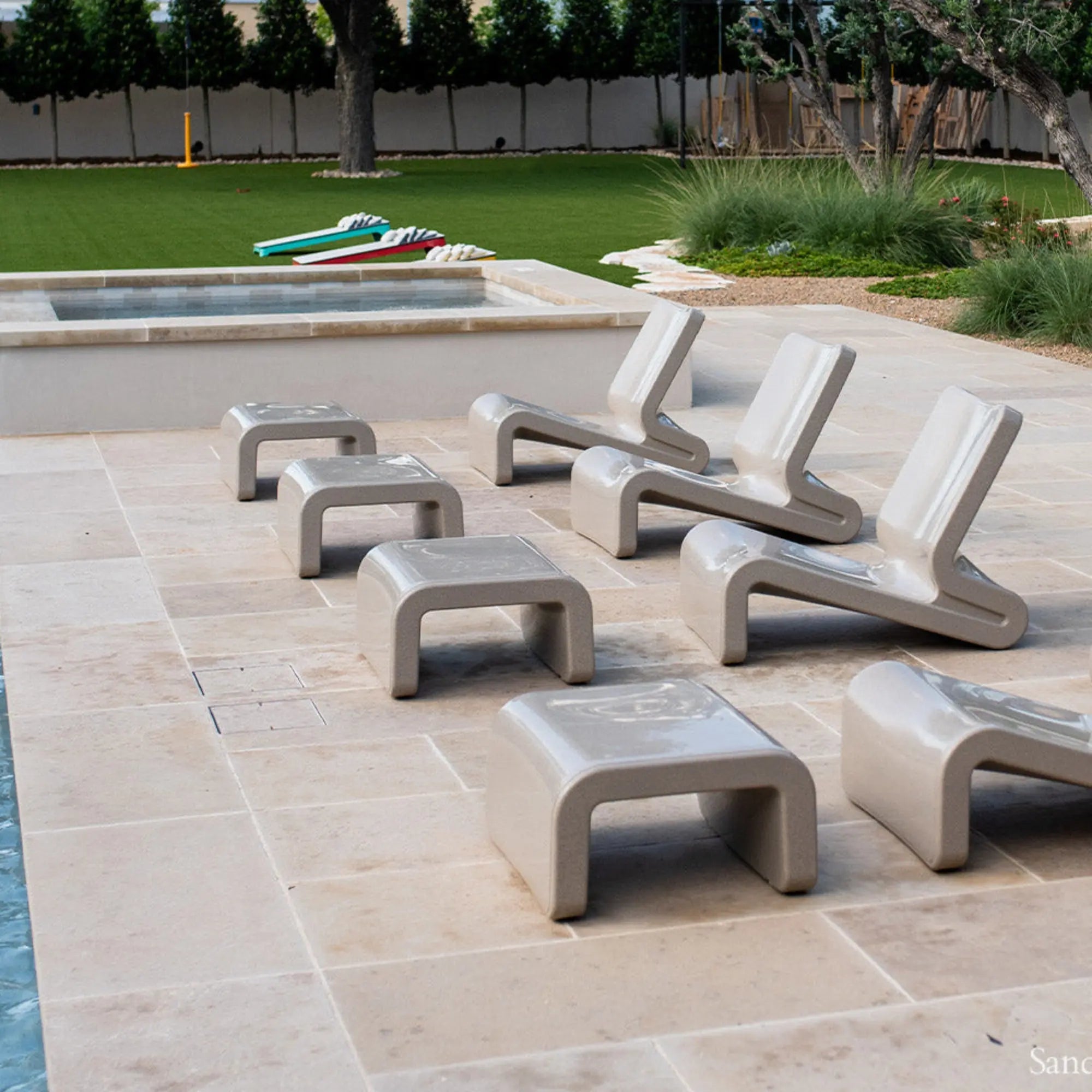 Line Ottoman | In-Pool Outdoor Ottoman & Side Table — Tupelo Goods Tupelo Goods