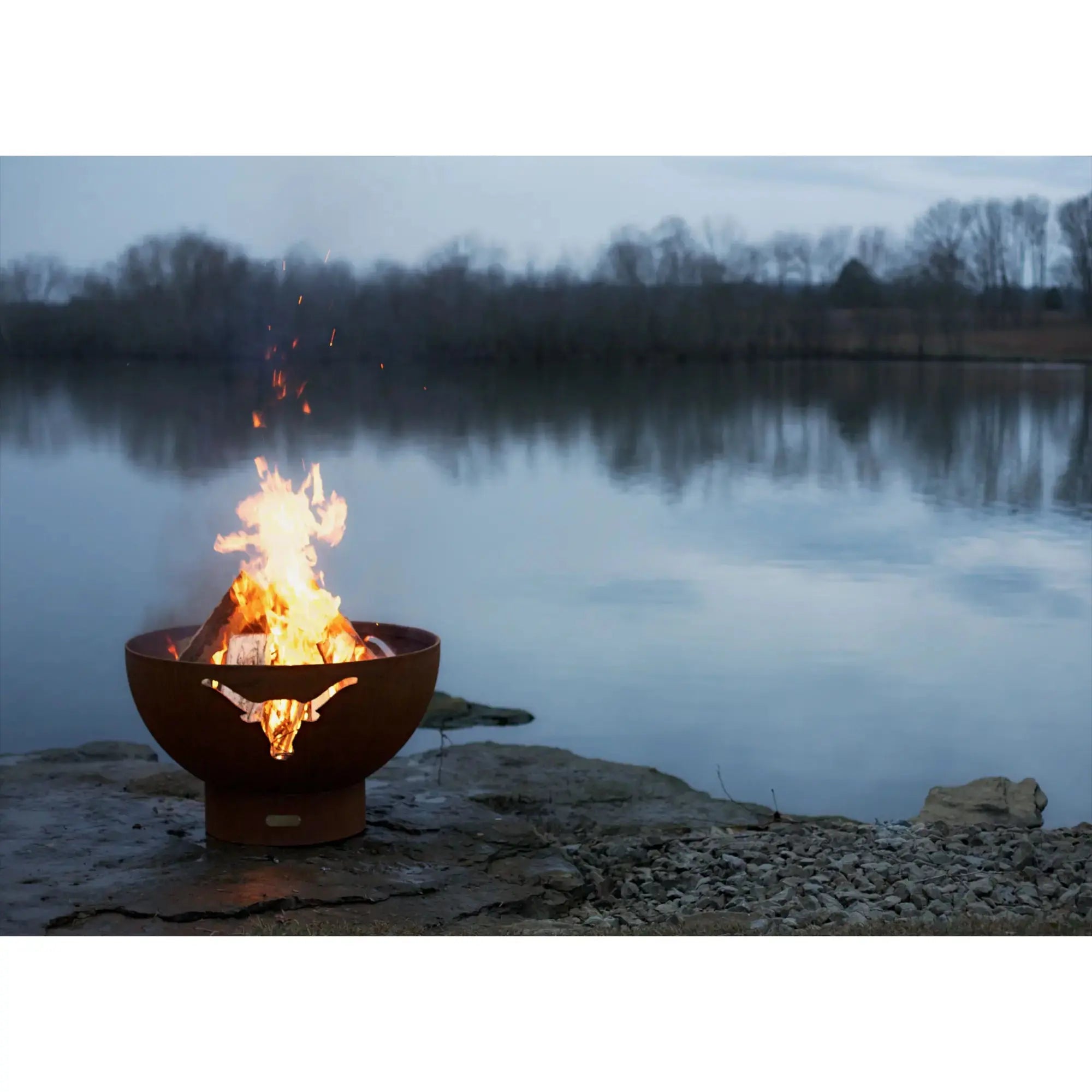 Longhorn 36″ Round Wood Burning Fire Pit – Carbon Steel by Fire Pit Art Fire Pit Art