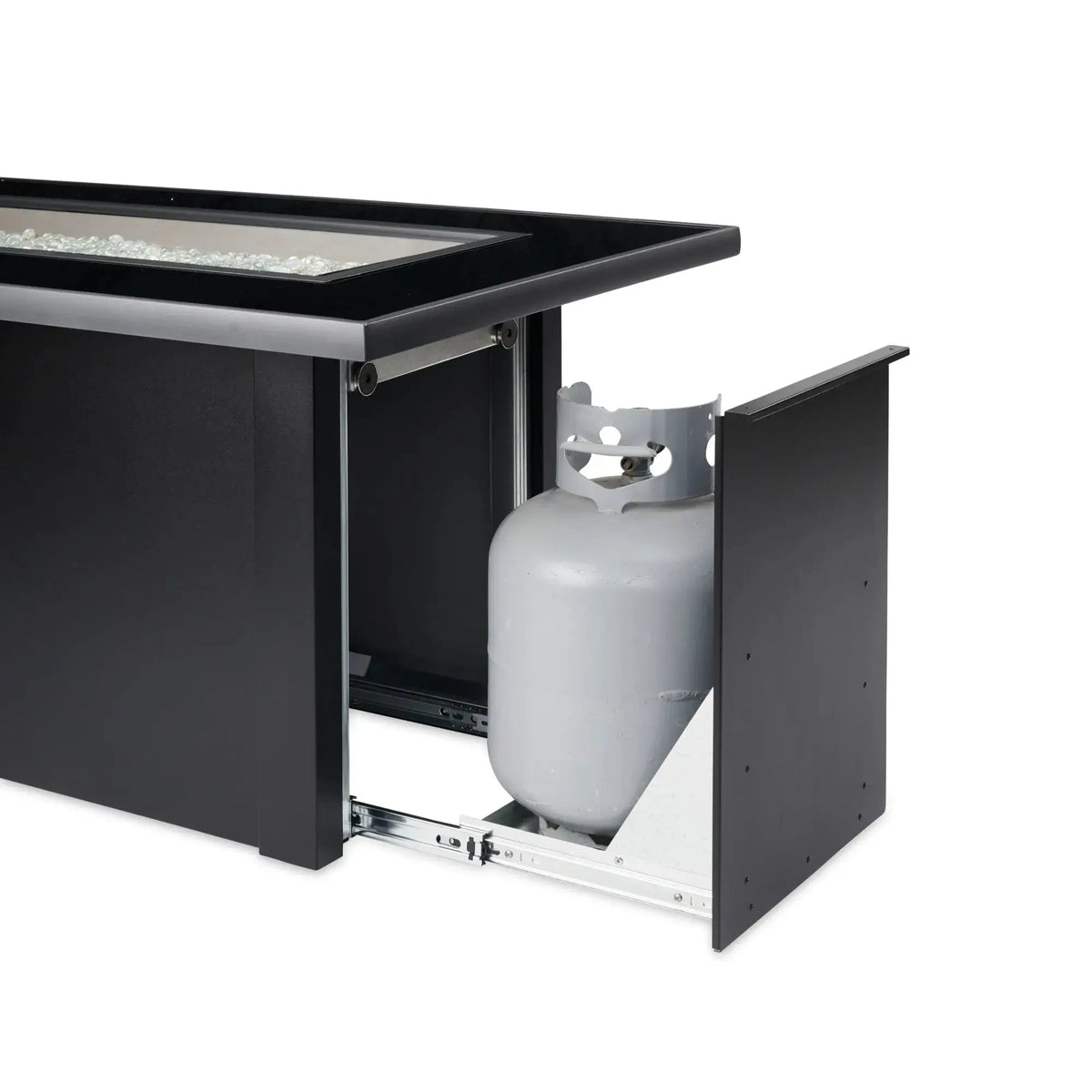 Monte Carlo 59″ Linear Gas Fire Table – Black Glass – The Outdoor GreatRoom Company The Outdoor GreatRoom Company