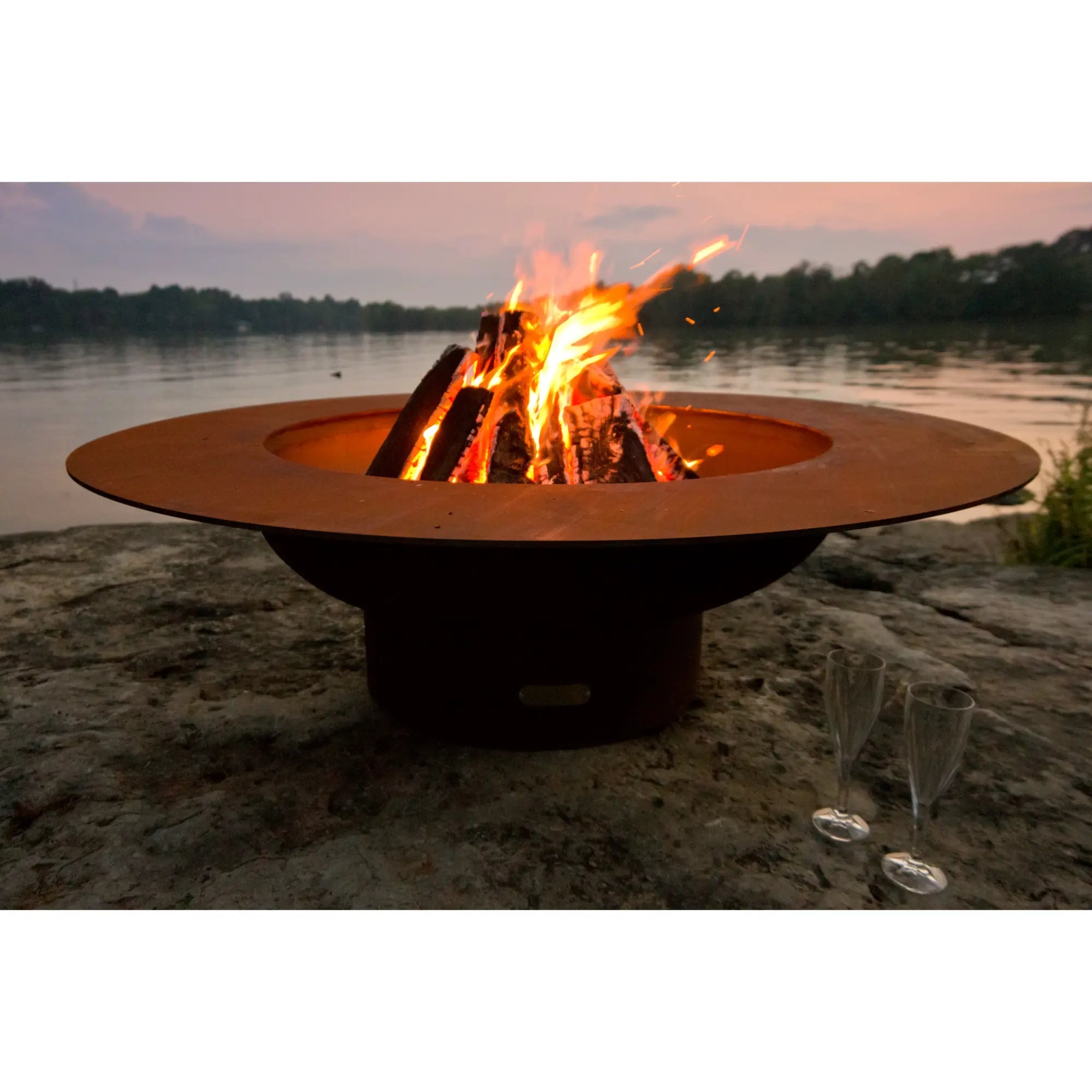 Magnum 54″ Round Wood Burning Fire Pit – Carbon Steel by Fire Pit Art Fire Pit Art