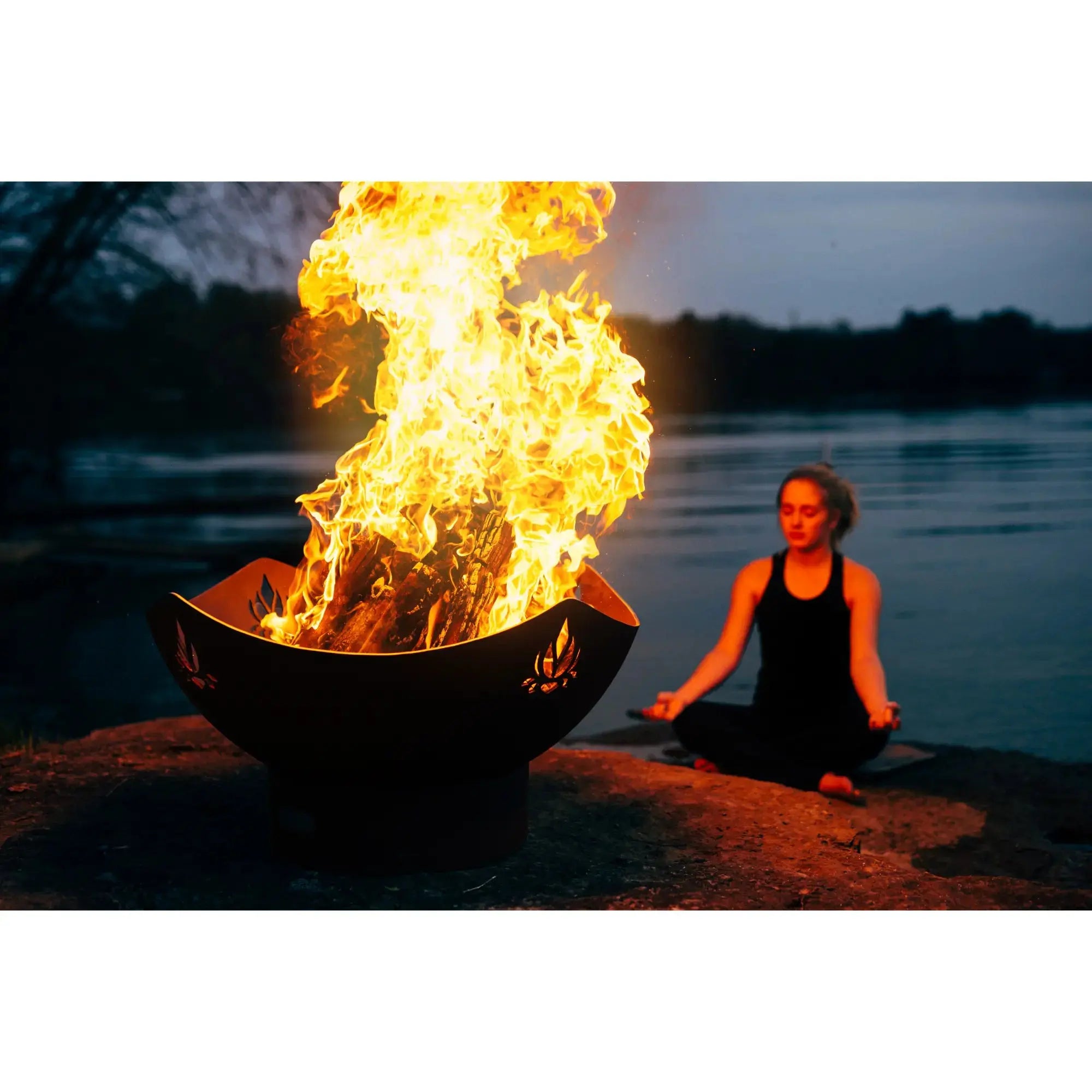 Namaste 36″ Round Wood Burning Fire Pit – Carbon Steel by Fire Pit Art Fire Pit Art