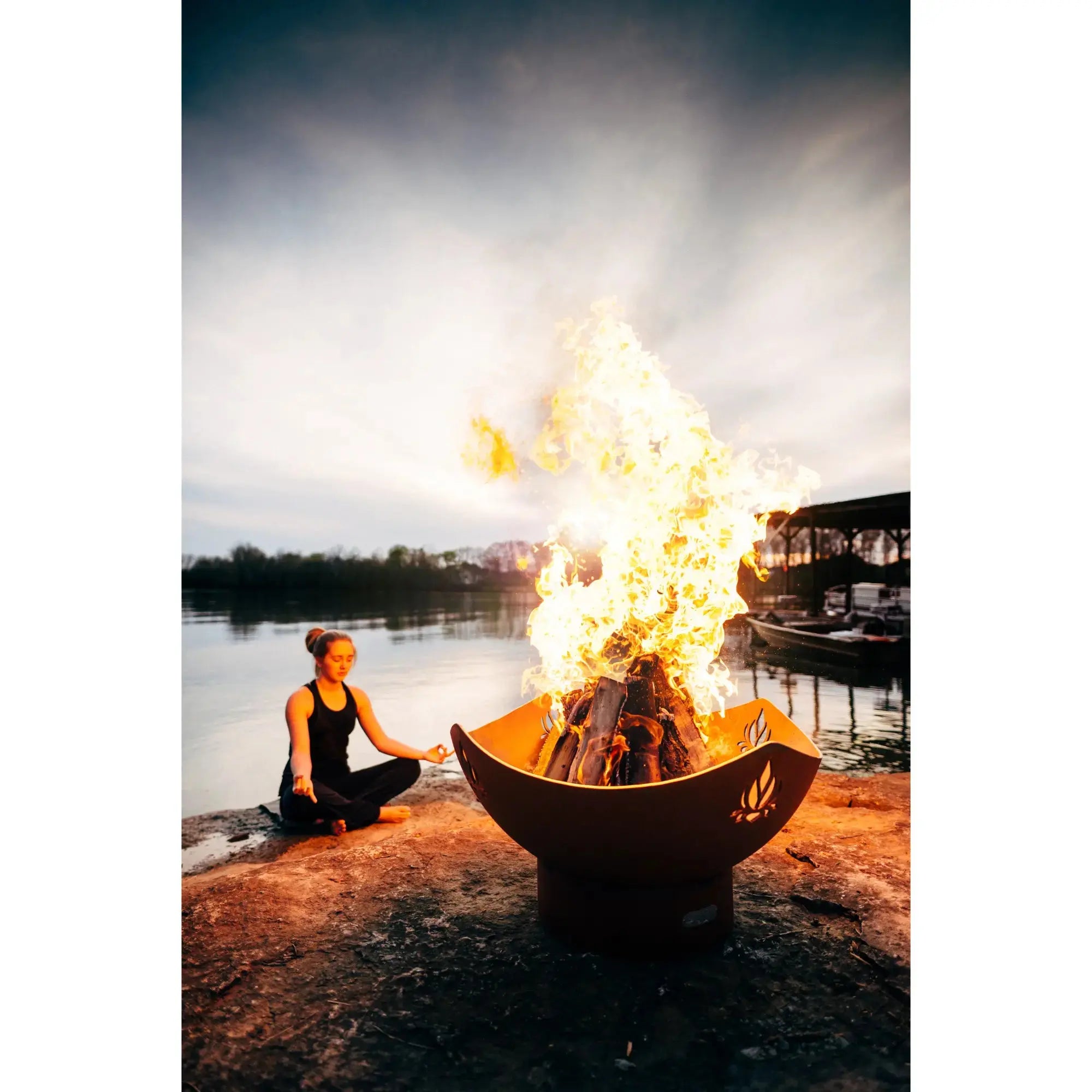 Namaste 36″ Round Wood Burning Fire Pit – Carbon Steel by Fire Pit Art Fire Pit Art