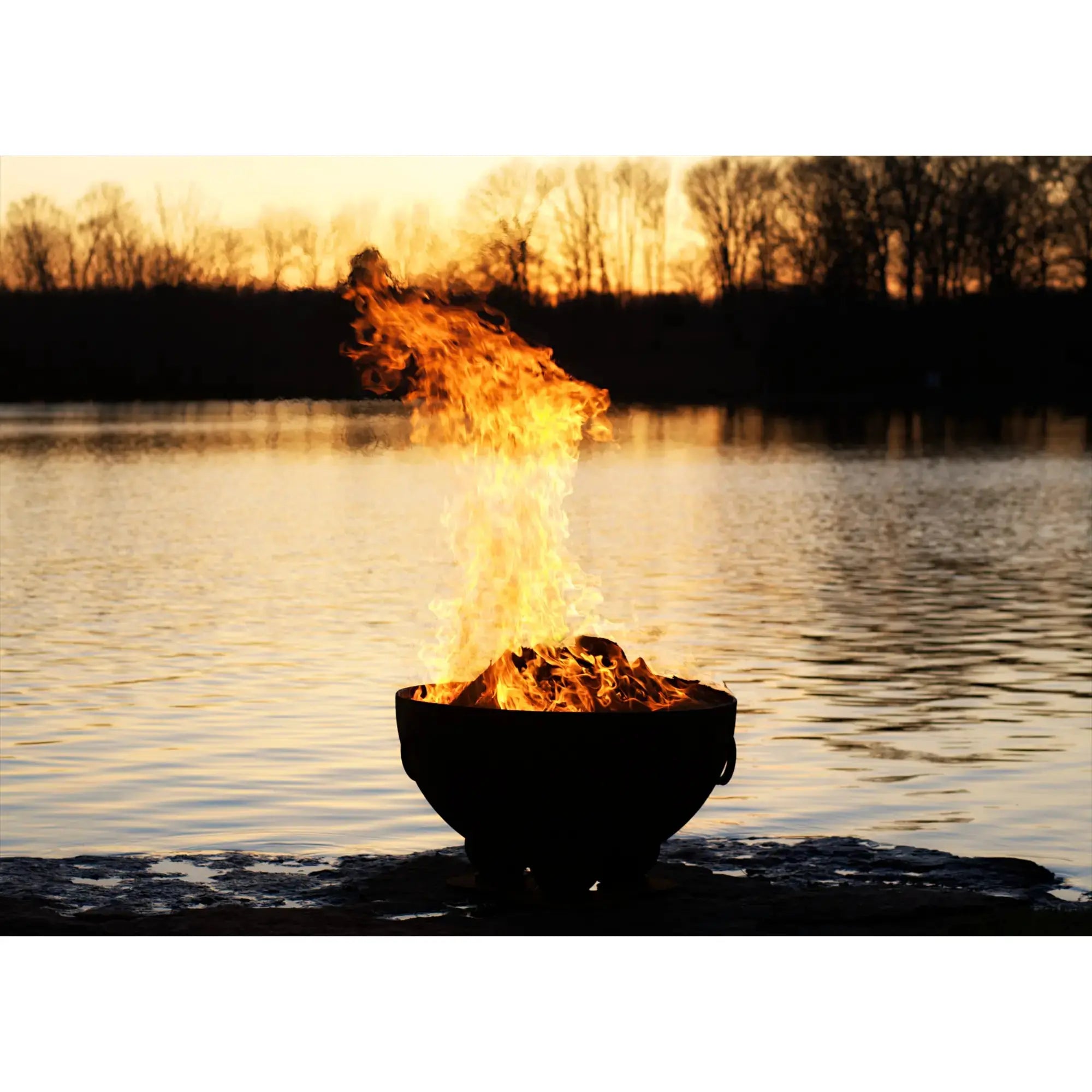 Nepal 41″ Round Wood Burning Fire Pit – Carbon Steel by Fire Pit Art Fire Pit Art