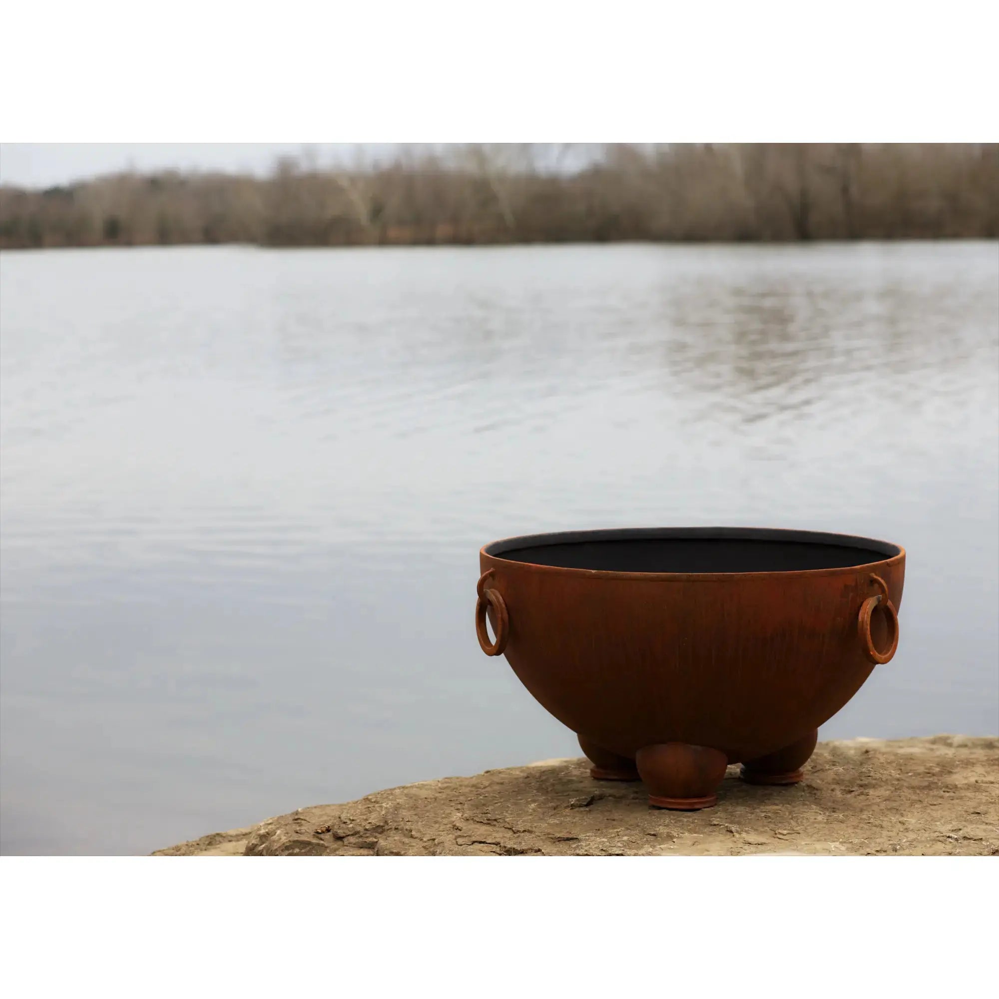 Nepal 41″ Round Wood Burning Fire Pit – Carbon Steel by Fire Pit Art Fire Pit Art