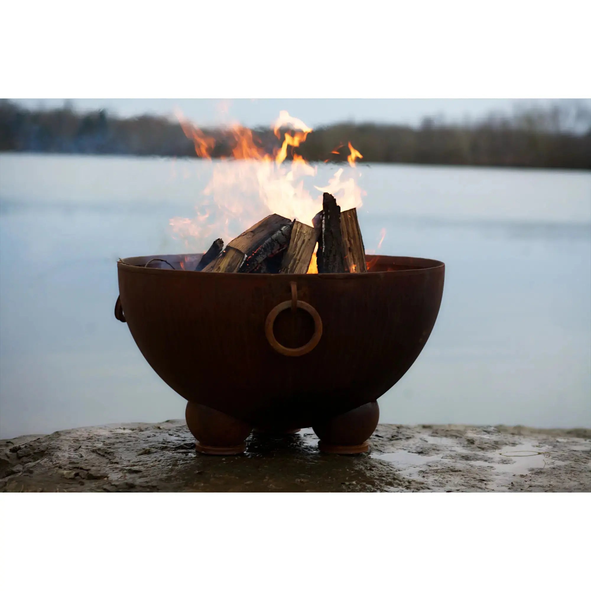 Nepal 41″ Round Wood Burning Fire Pit – Carbon Steel by Fire Pit Art Fire Pit Art