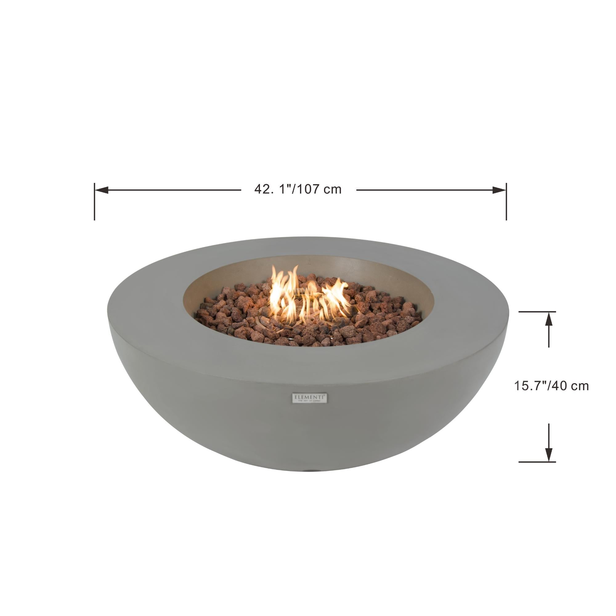 Lunar Bowl 42″ Round Concrete Gas Fire Table – Elementi
