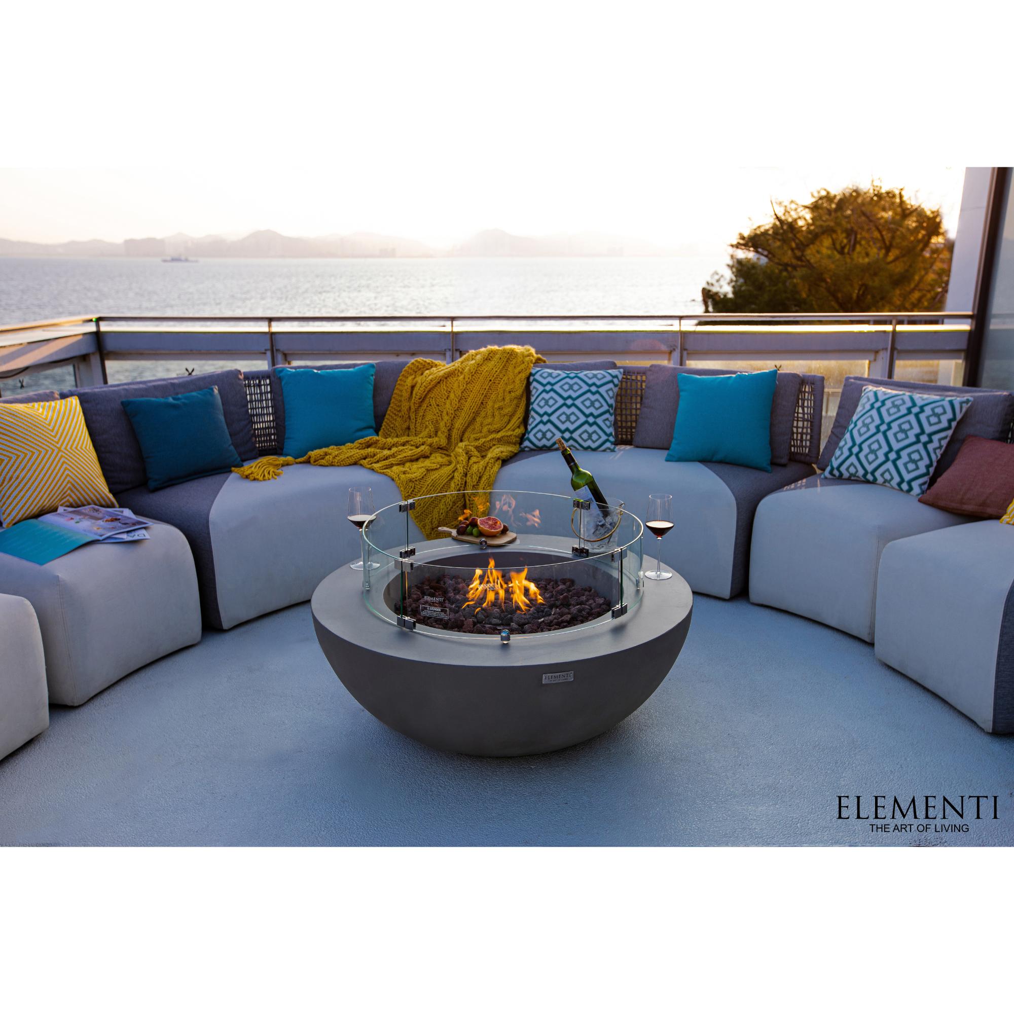 Lunar Bowl 42″ Round Concrete Gas Fire Table – Elementi