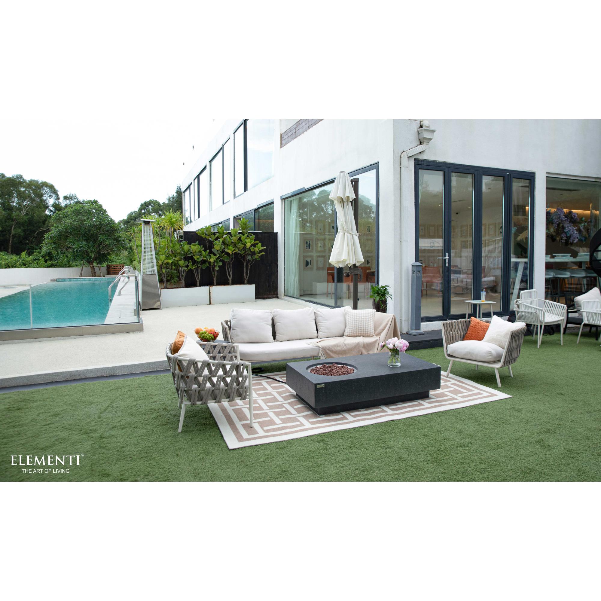 Metropolis 56″ Rectangular Concrete Gas Fire Table – Elementi