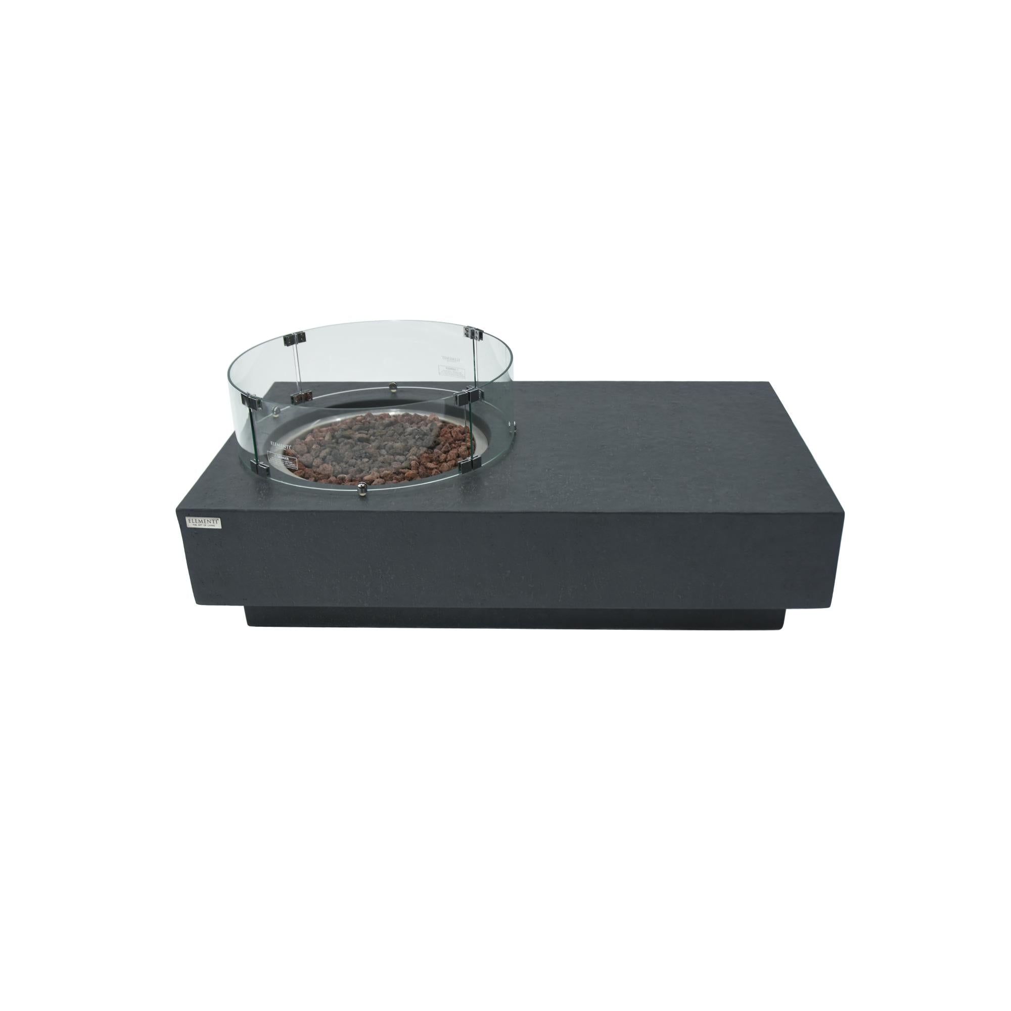 Metropolis 56″ Rectangular Concrete Gas Fire Table – Elementi