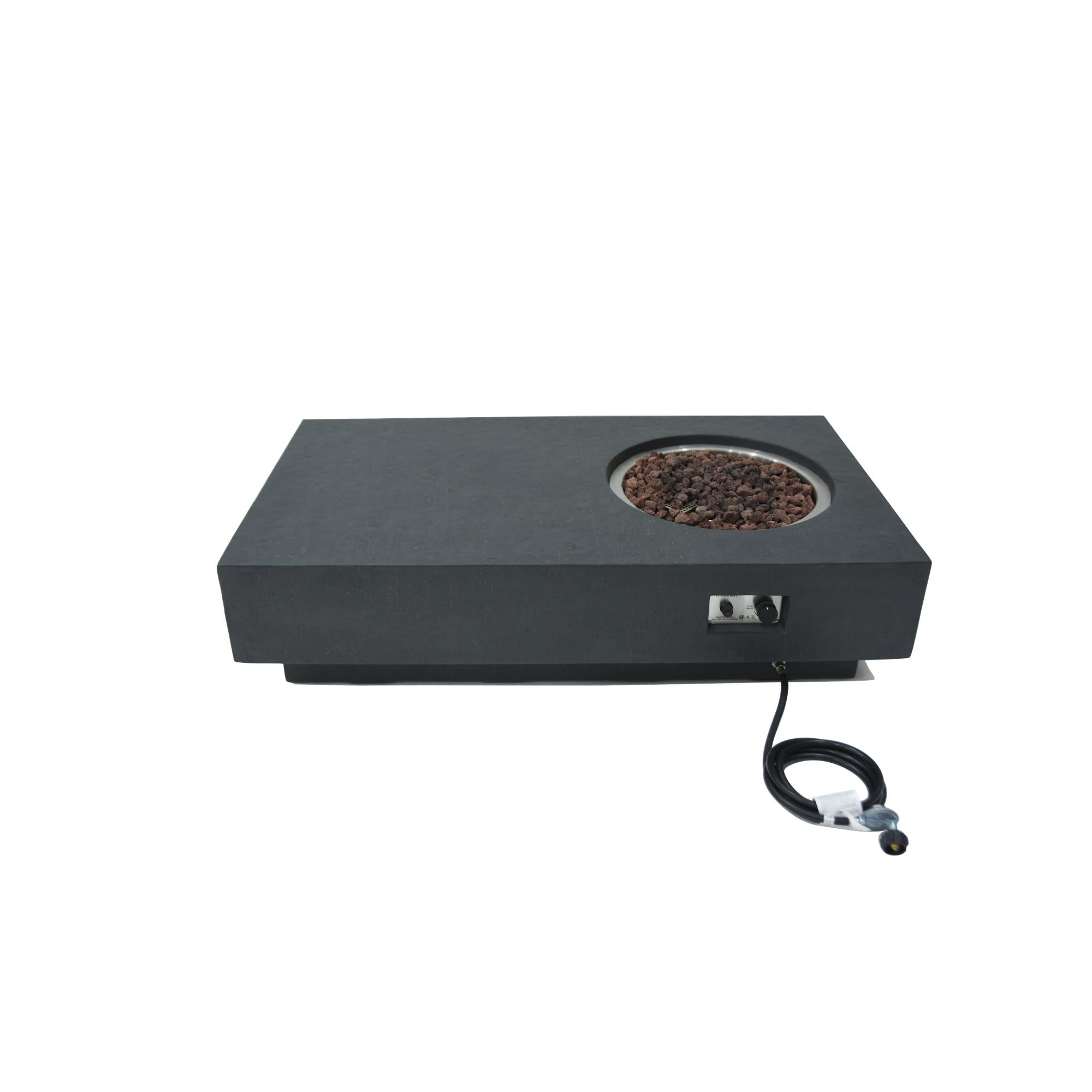 Metropolis 56″ Rectangular Concrete Gas Fire Table – Elementi