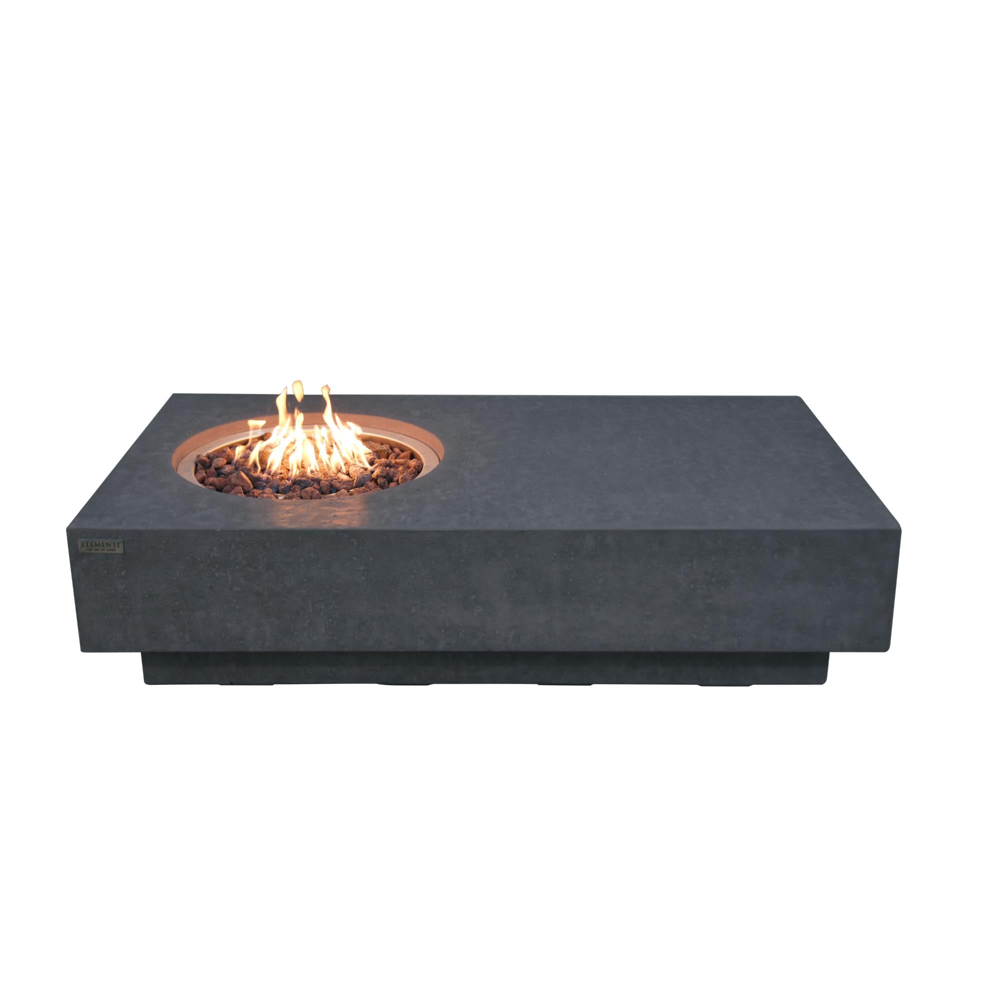 Metropolis 56″ Rectangular Concrete Gas Fire Table – Elementi