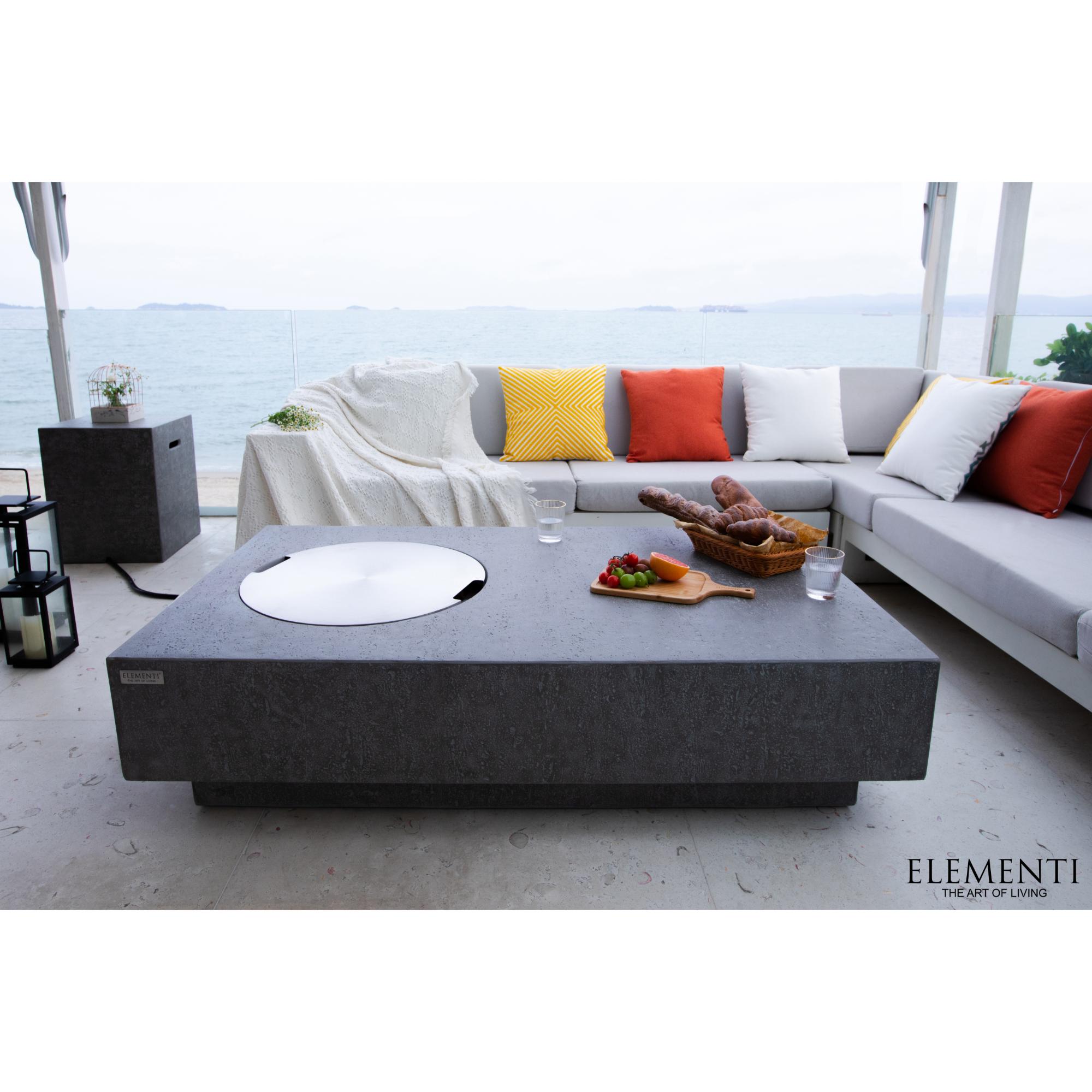 Metropolis 56″ Rectangular Concrete Gas Fire Table – Elementi