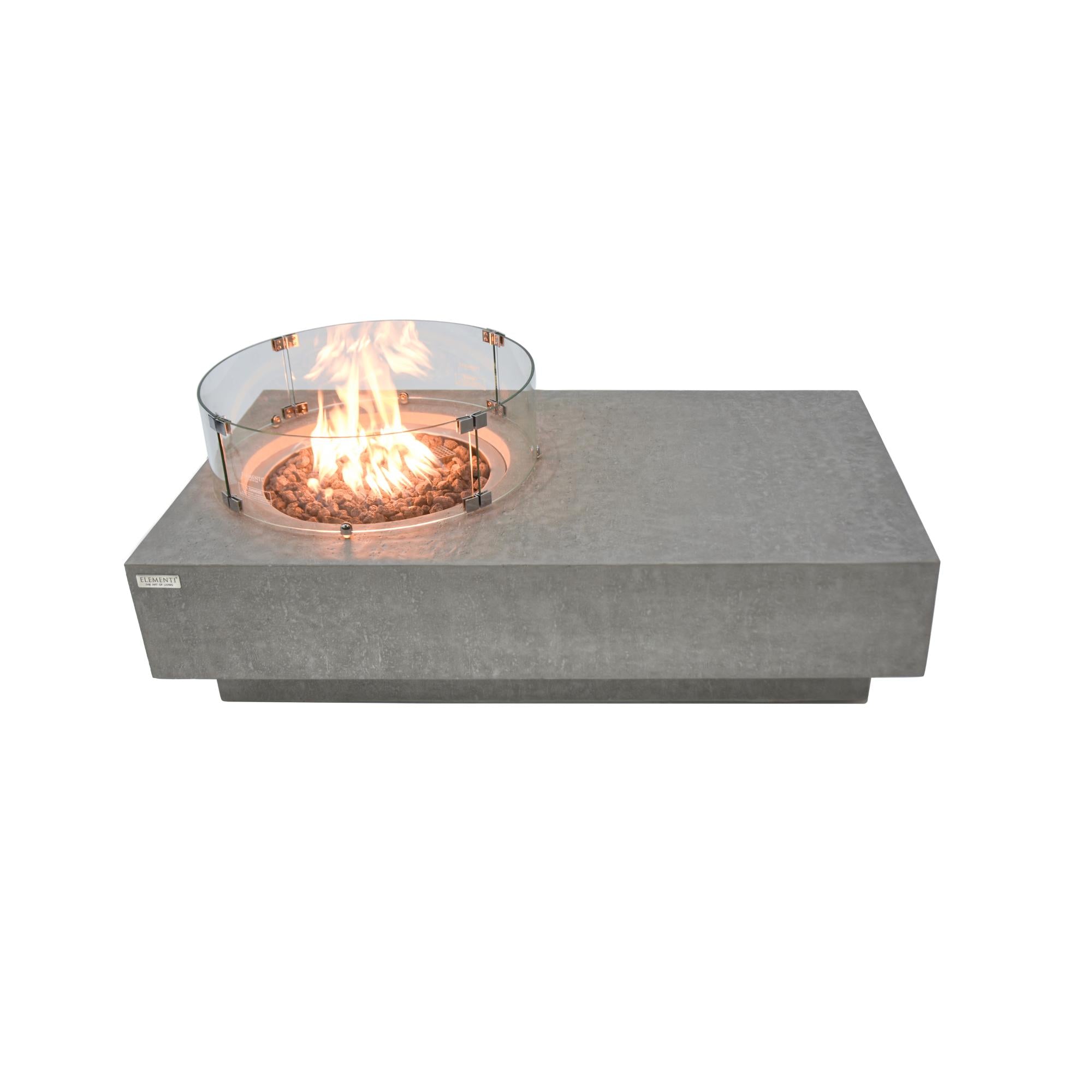 Metropolis 56″ Rectangular Concrete Gas Fire Table – Elementi