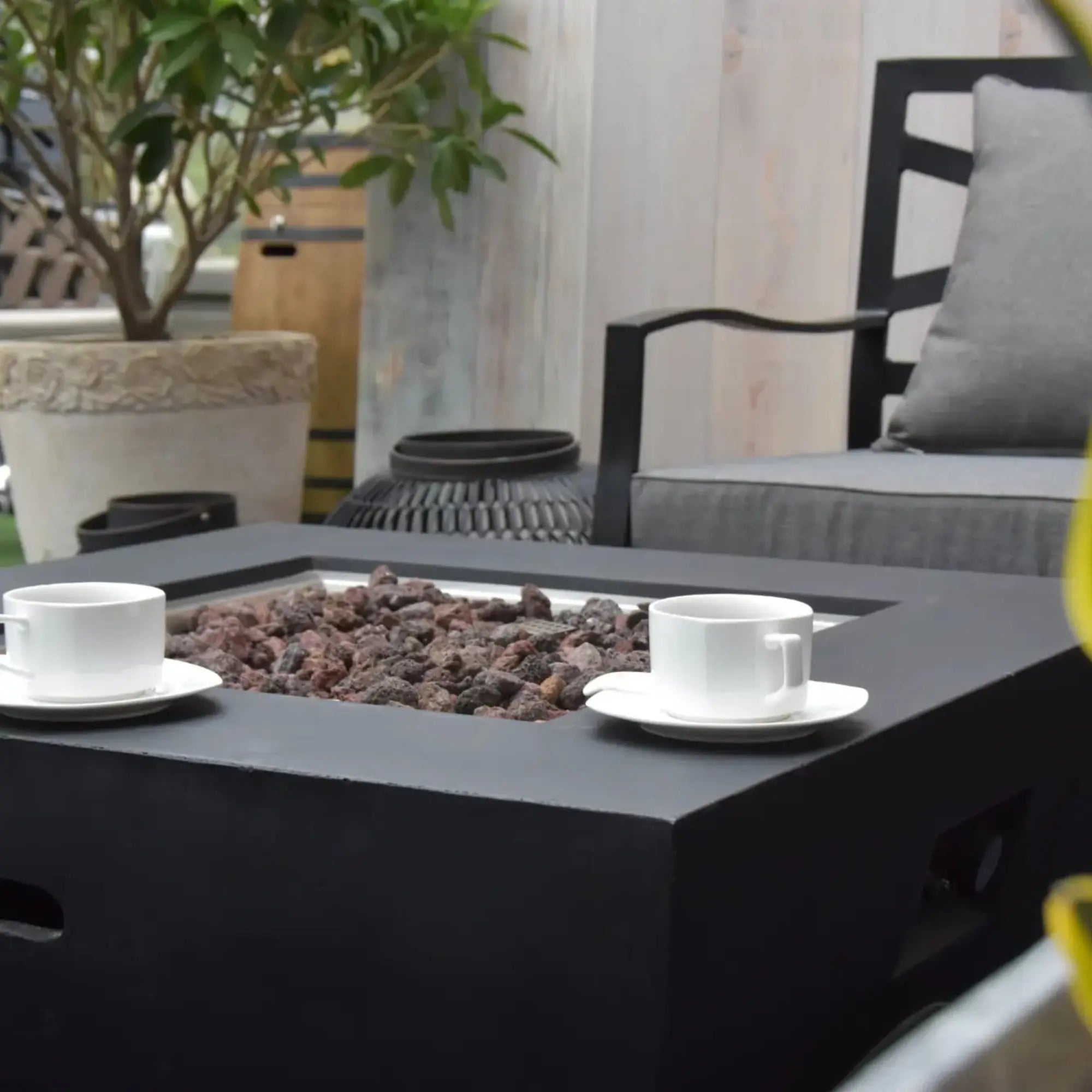 Aurora 34" Square Concrete Gas Fire Table - Modeno Modeno