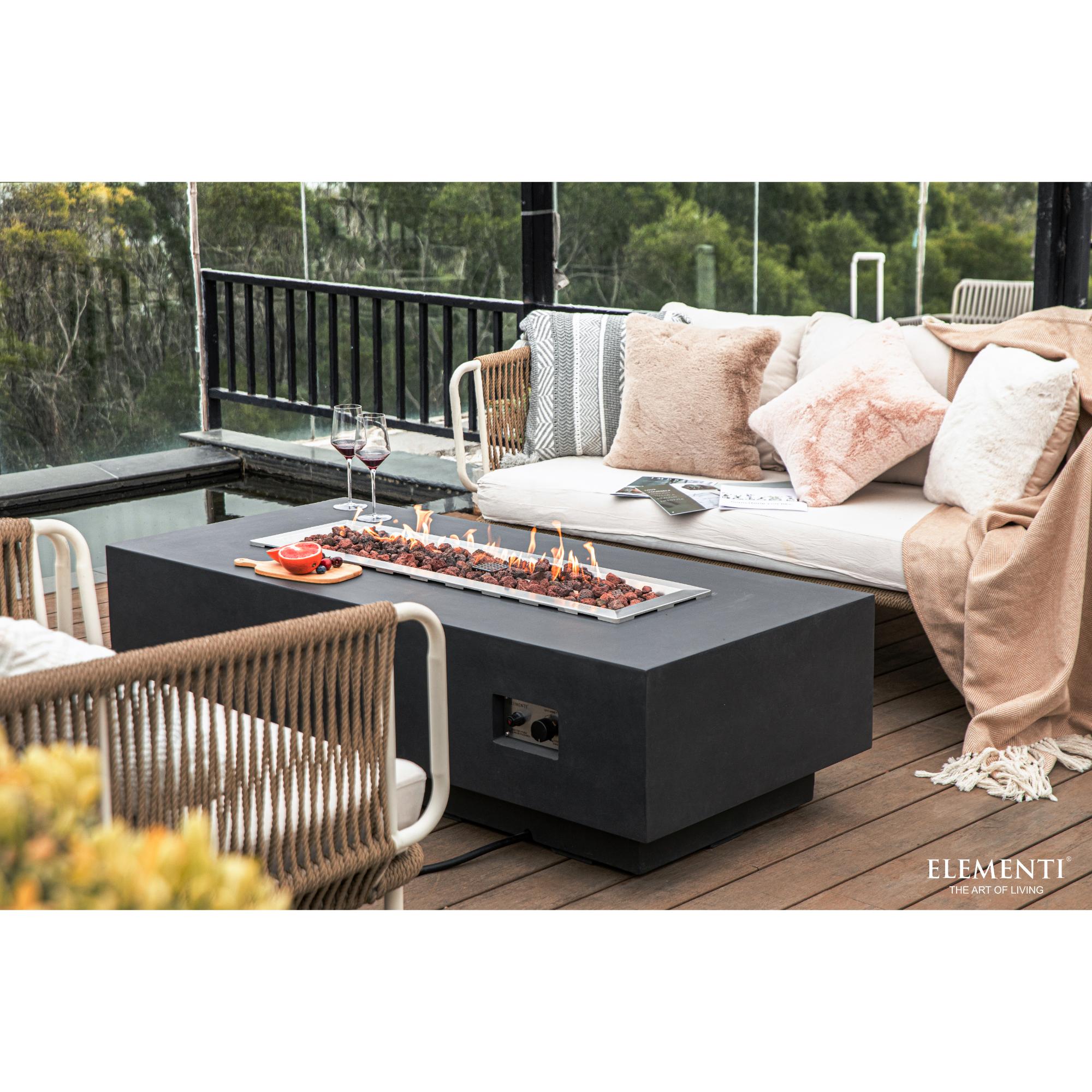 Granville 60″ Rectangular Concrete Gas Fire Table – Elementi