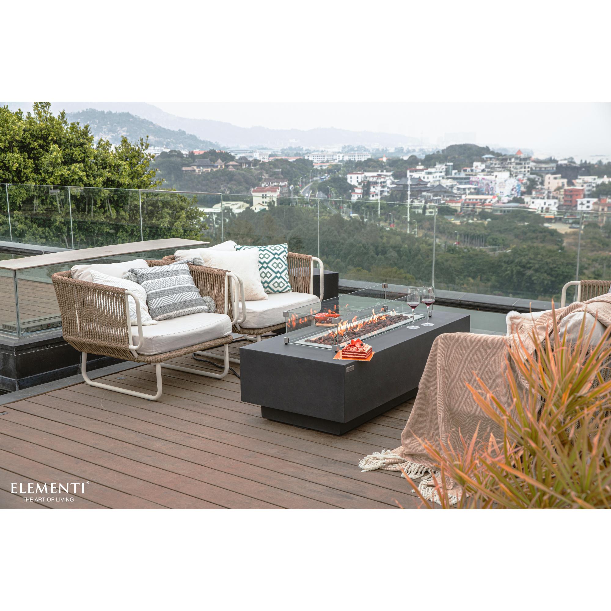 Granville 60″ Rectangular Concrete Gas Fire Table – Elementi