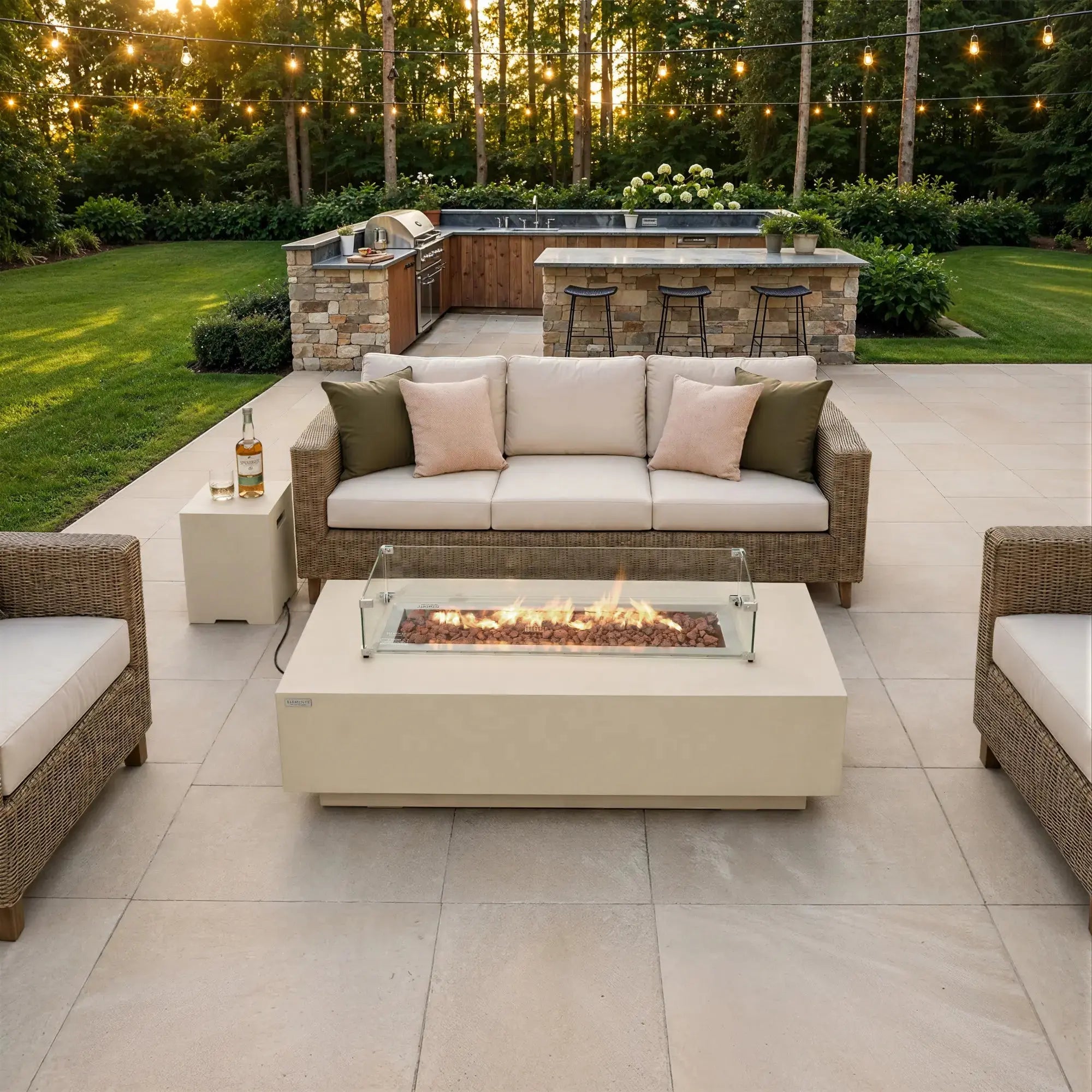 Granville 60″ Rectangular Concrete Gas Fire Table – Elementi Elementi