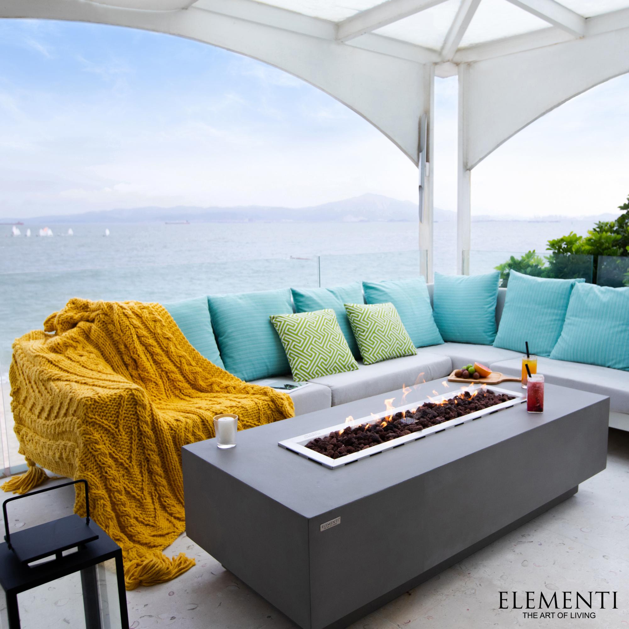 Granville 60″ Rectangular Concrete Gas Fire Table – Elementi