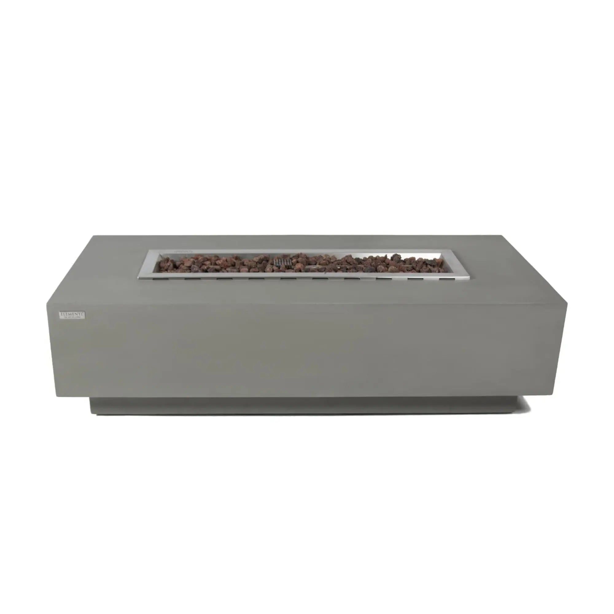 Rectangular fire pit table on a white background