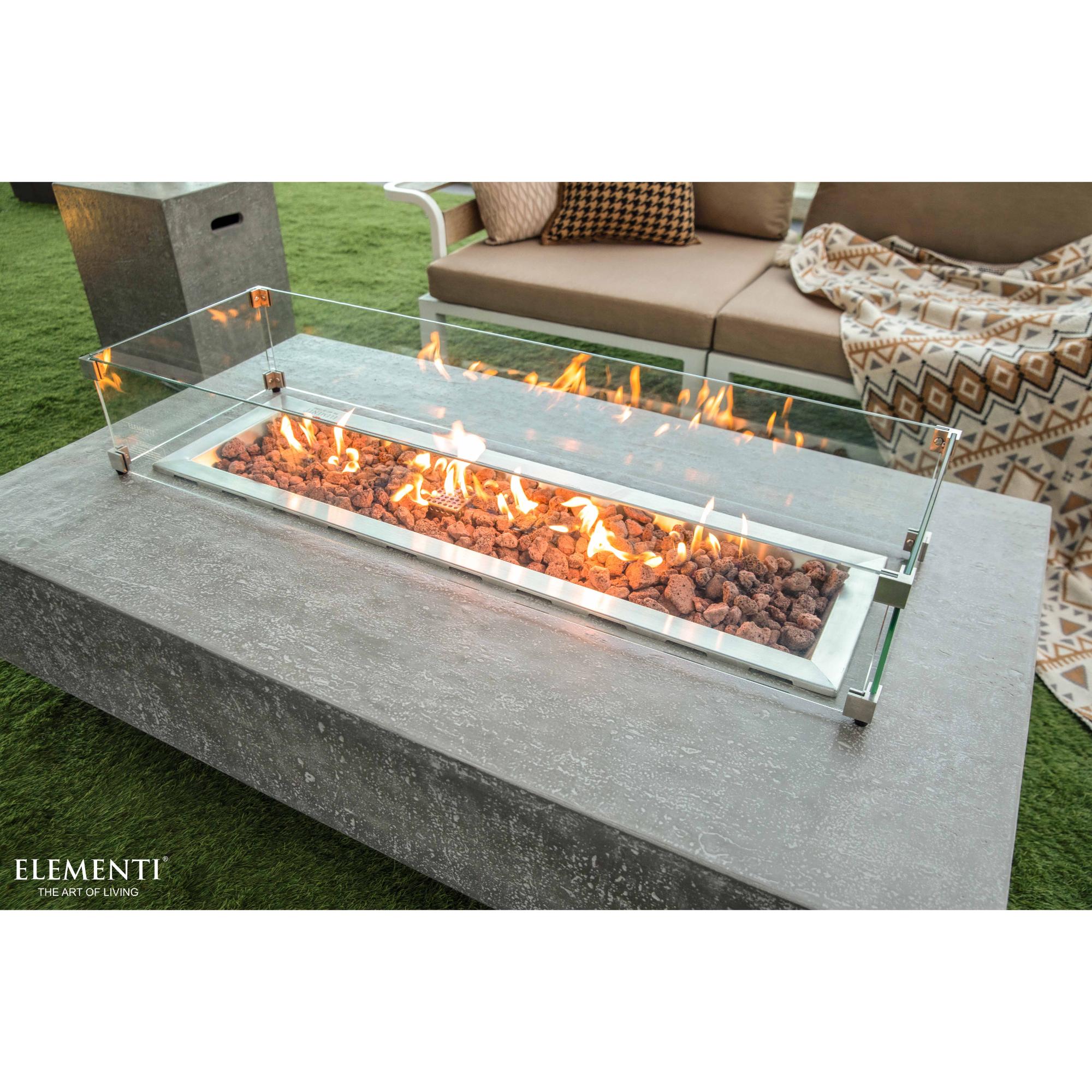 Hampton 56″ Rectangular Concrete Gas Fire Table – Elementi