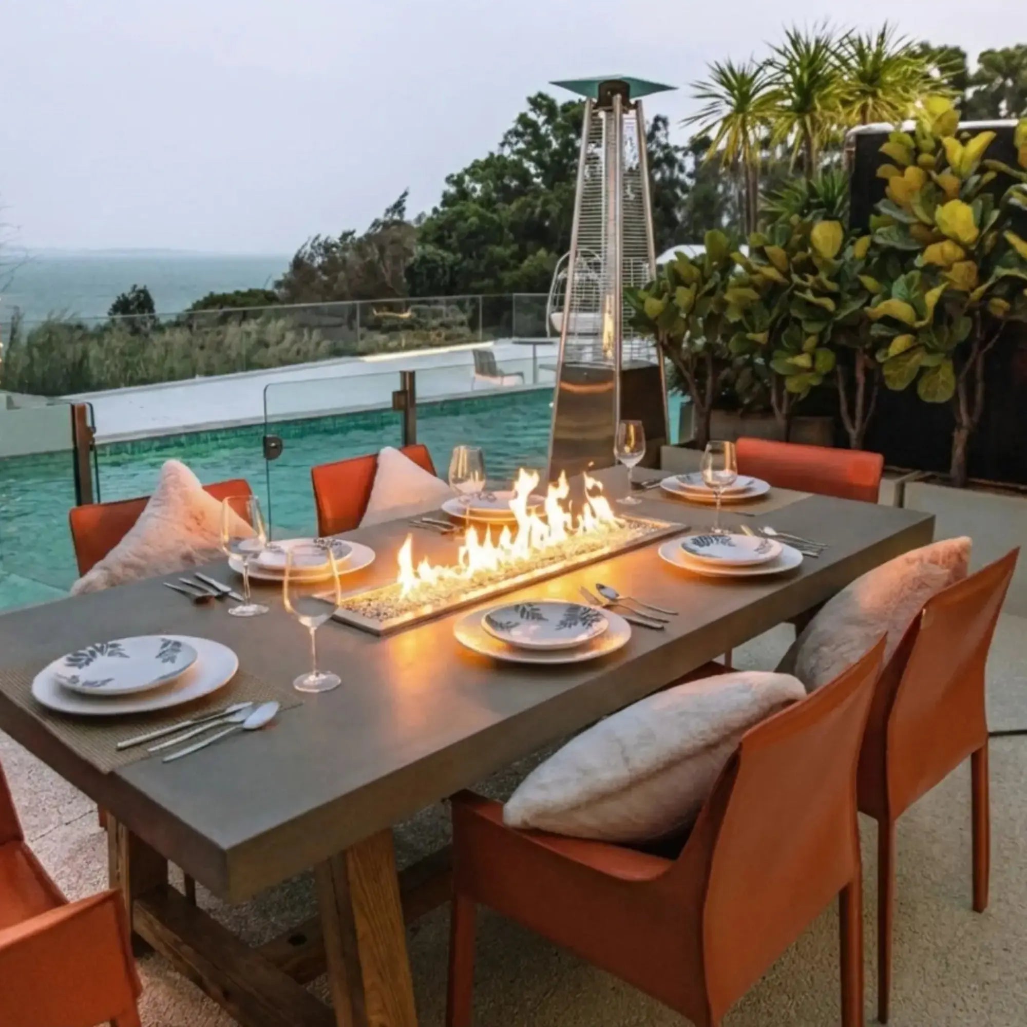 Sonoma 83″ Rectangular Concrete Gas Fire & Dining Table – Elementi Elementi